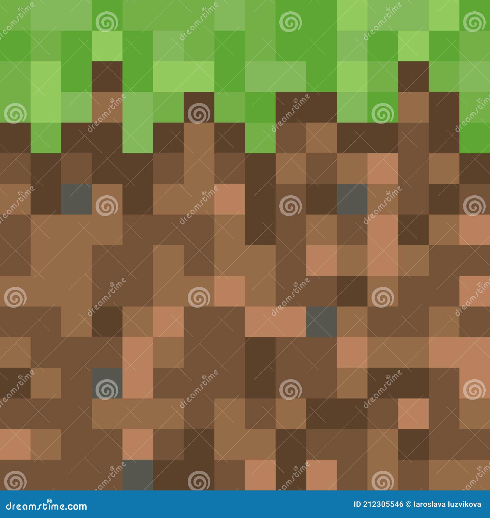 pixel minecraft style land block background. concept of game ground pixelated horizontal seamless background