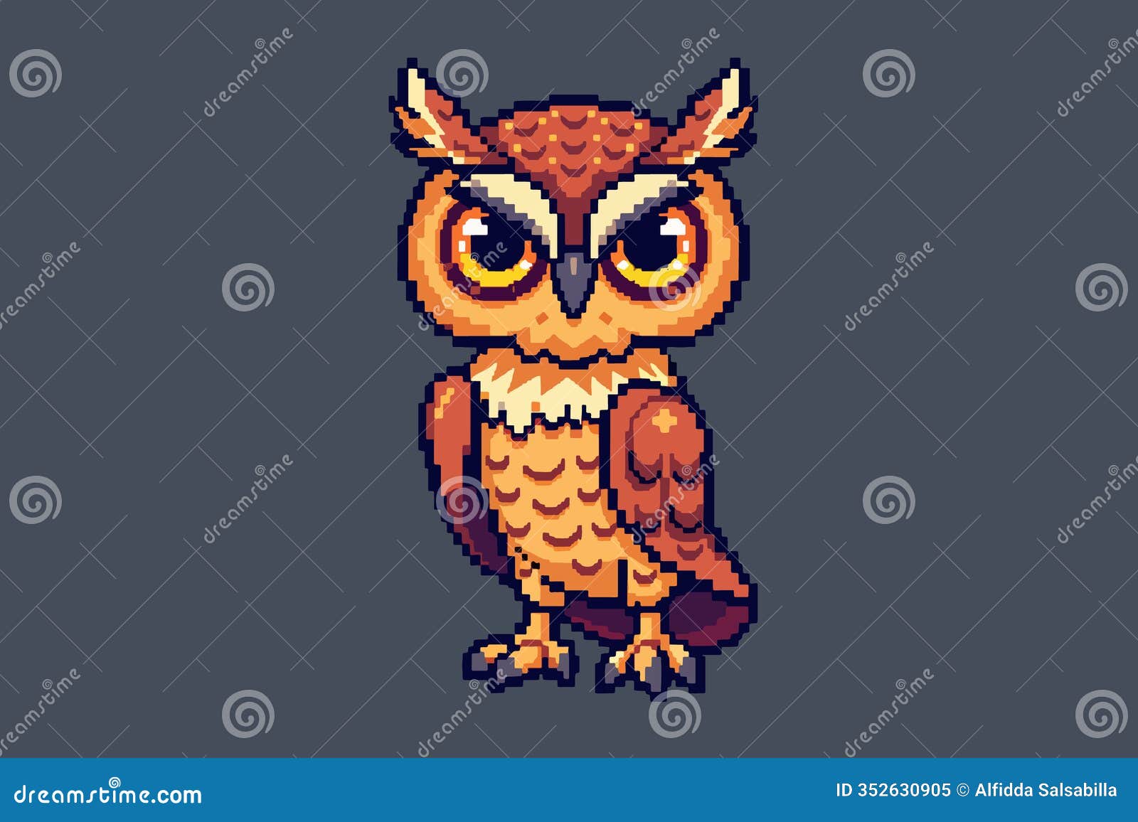 pixel owl  with clean, precise details for digital projects