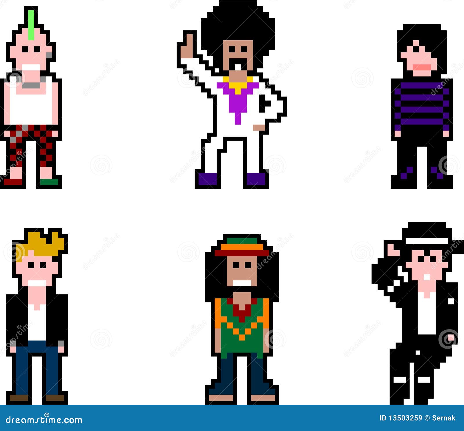 Pixel People- Musicians Cartoon Vector  CartoonDealer.com 