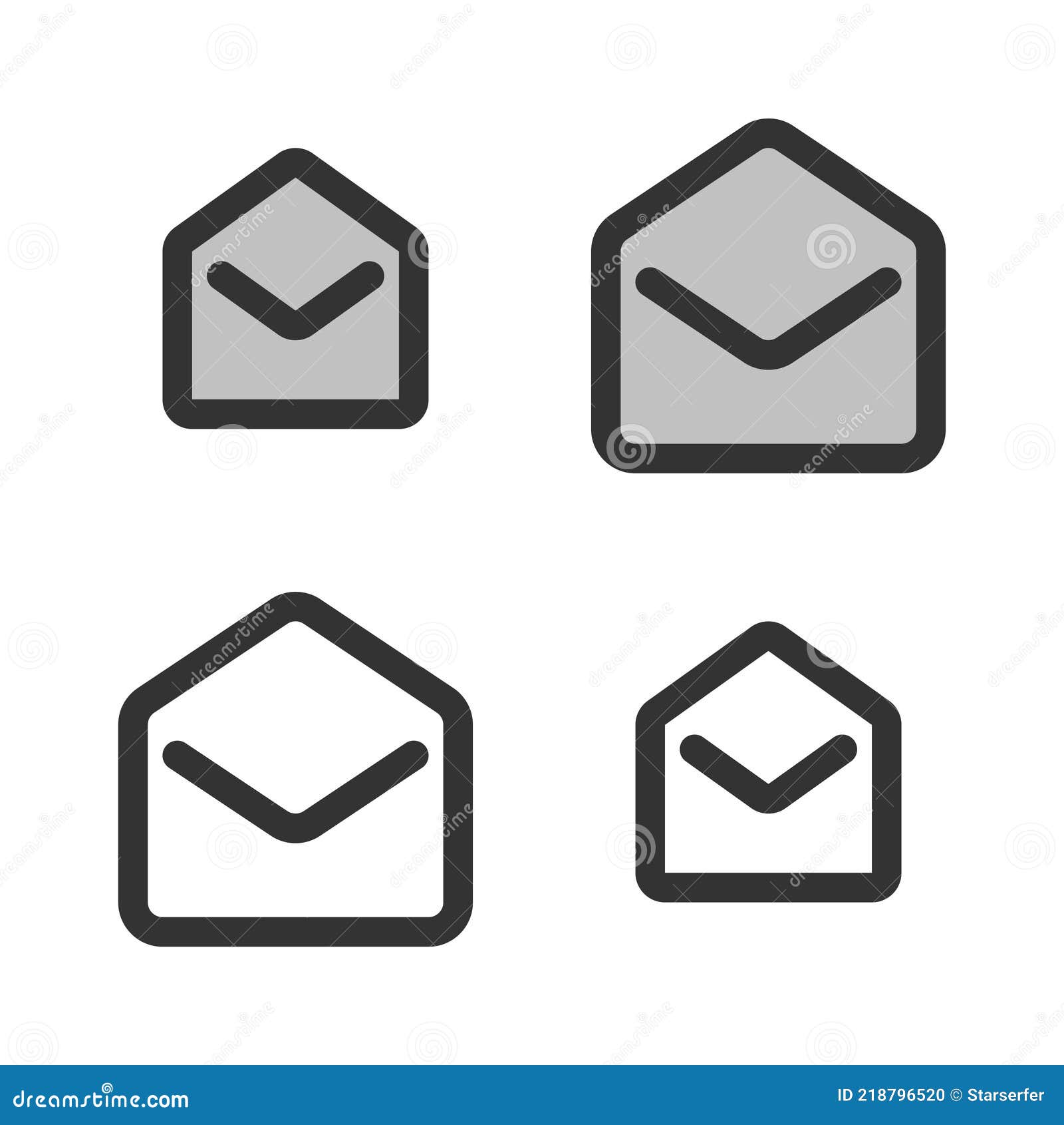 pixel-perfect linear  icon of open envelope