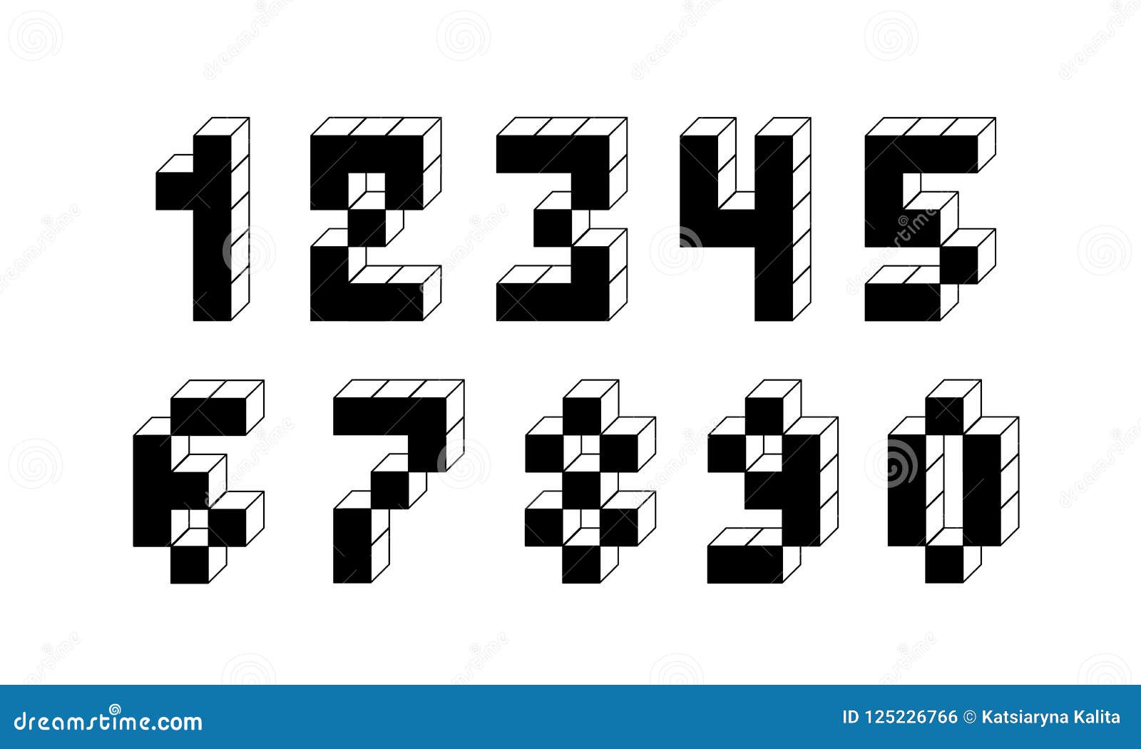 Pixel Retro Video Game Numbers. 80 S Retro Alphabet Font Stock Vector