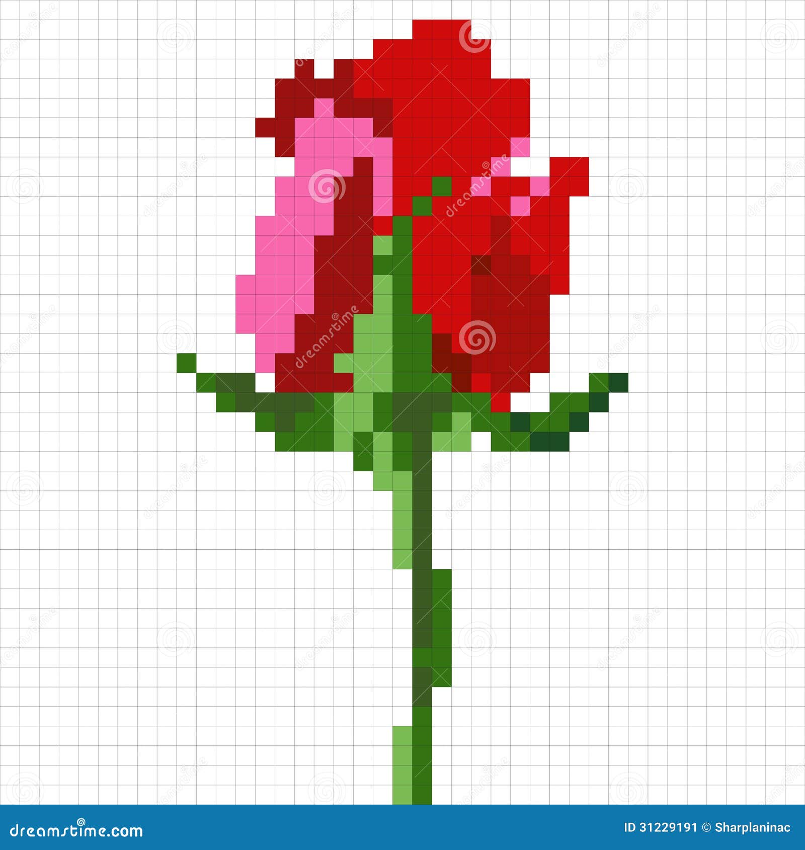 Pixel Rose Stock Vector Illustration Of Flower Element 31229191.
