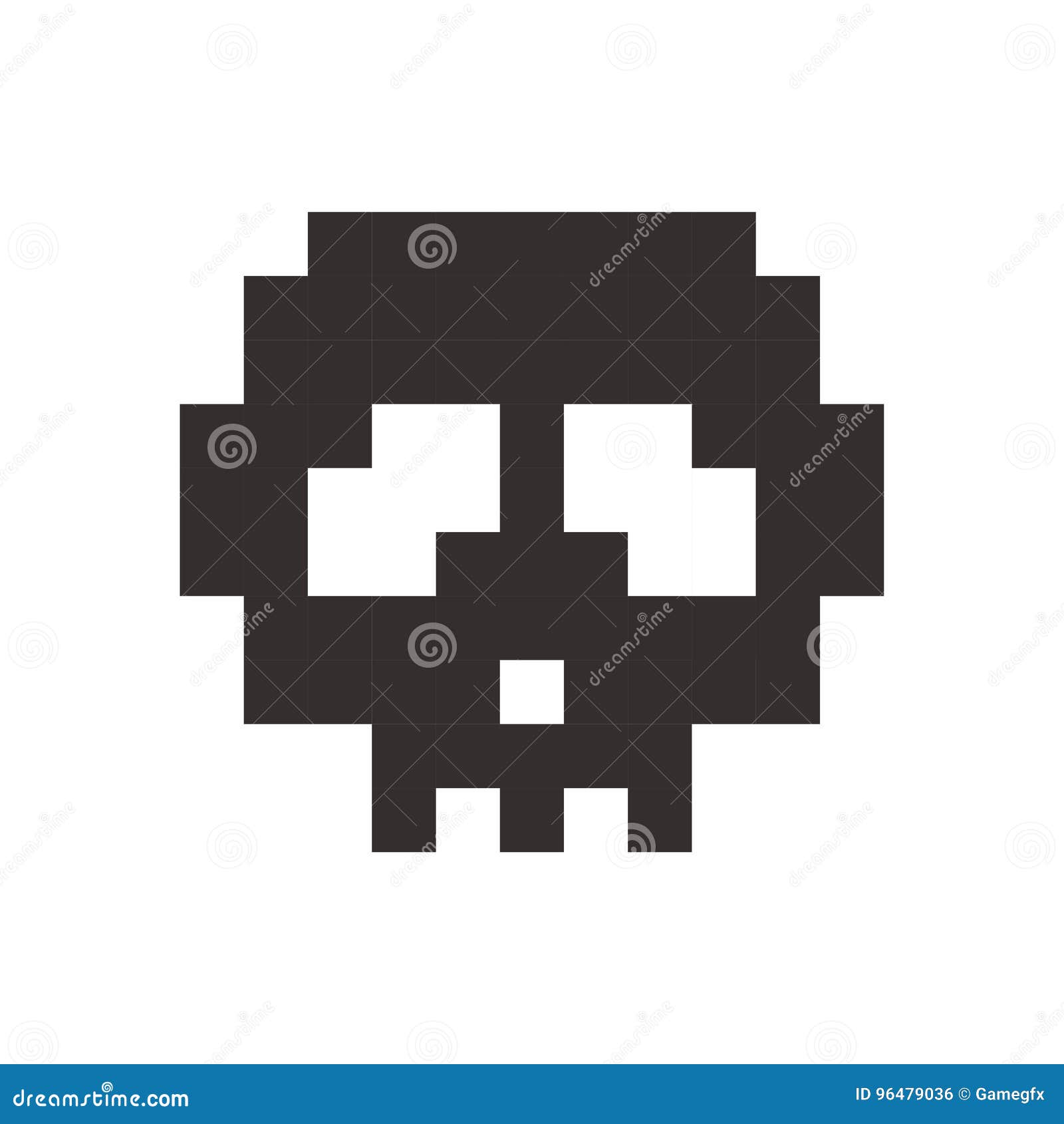 Pixel Skull Pixel Art Cartoon Retro Game Style Stock Vector