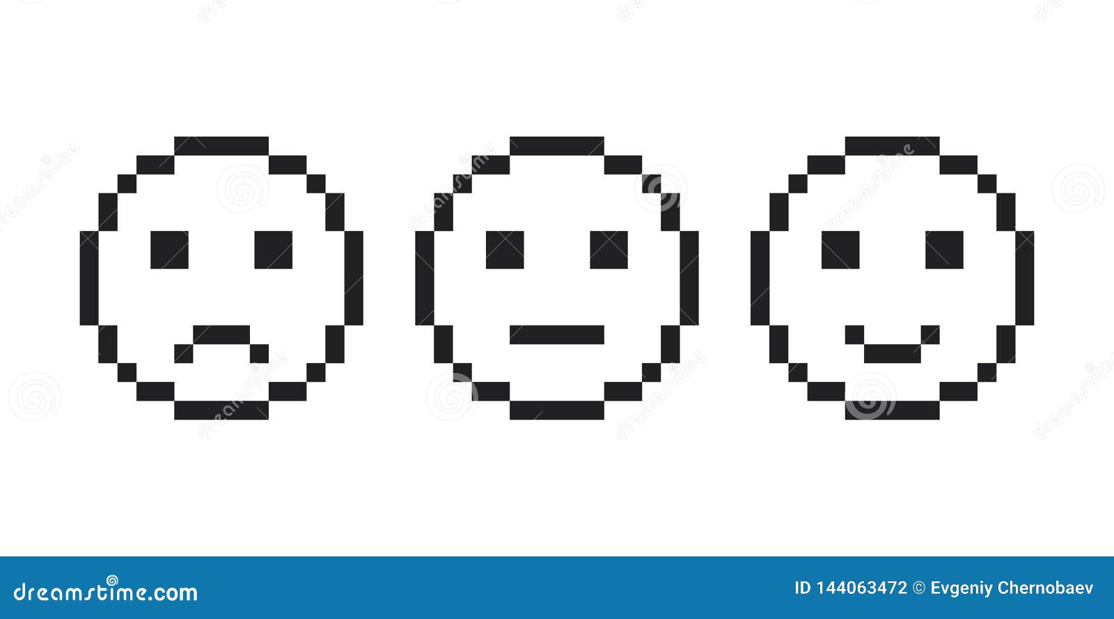 Pixel Smile Emoji Face Icon Pixel Emotion Face Set Vector Eps10 Stock