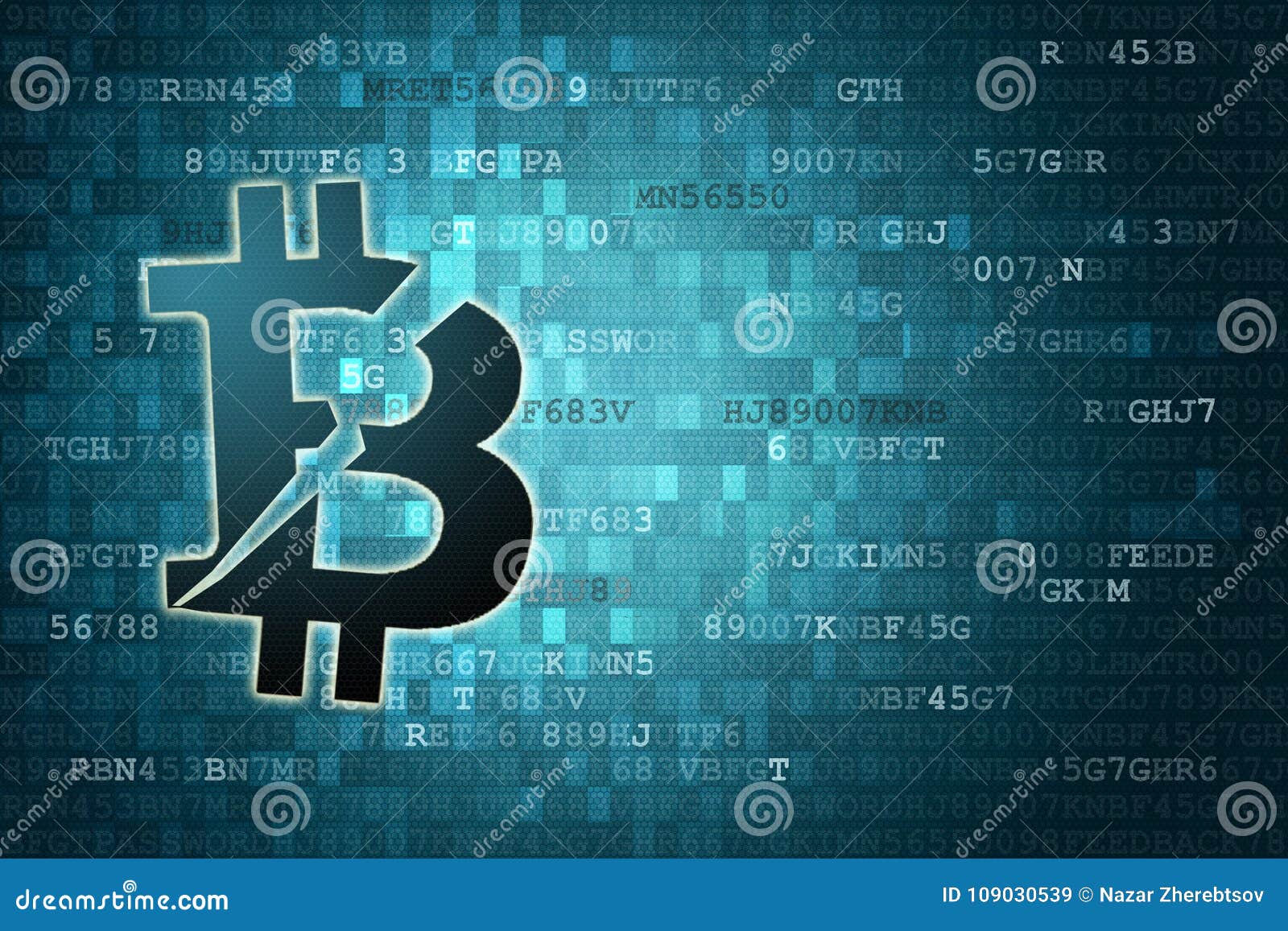 pixelated broken bitcoin icon on digital background with copyspace. finance concept.