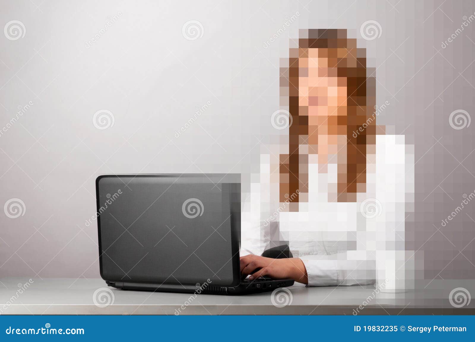 pixelated business woman