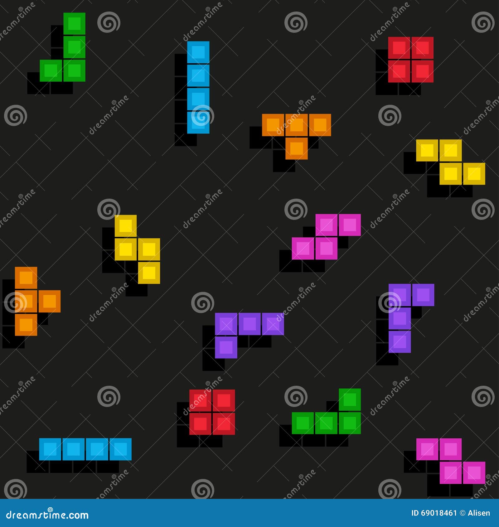 Game Bricks Tetris Template. Color Pixel Blocks Editorial Stock