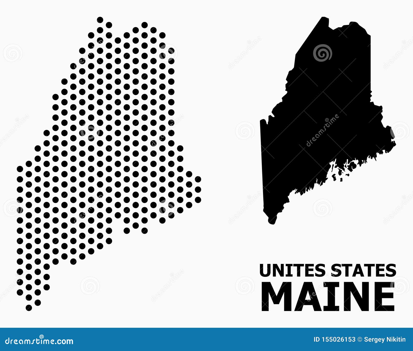 Dotted Pattern Map of Maine State Stock Vector Illustration of maine