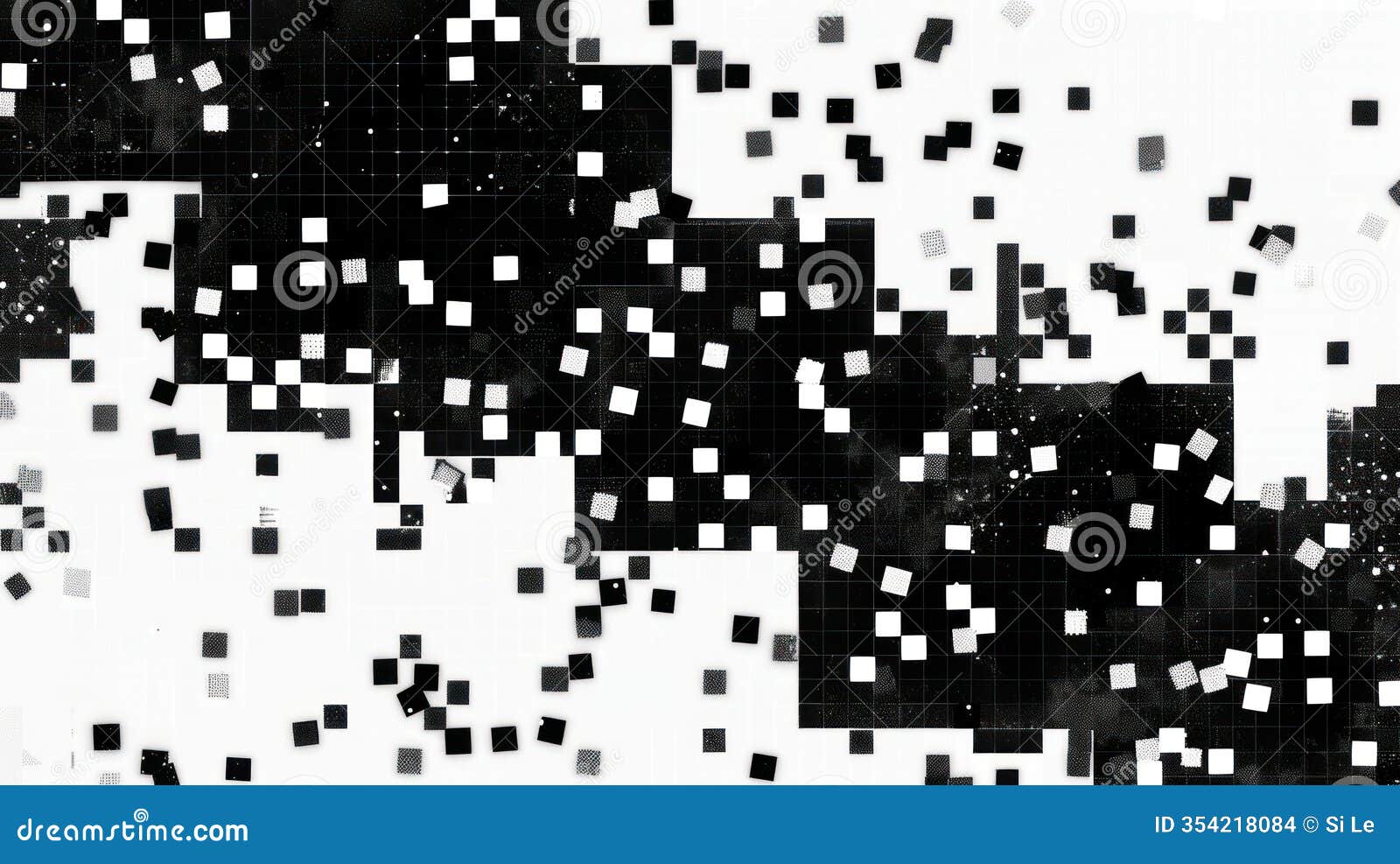 pixelated noise: retro game-inspired black and white abstract background, seamless loop for vj patterns and textures