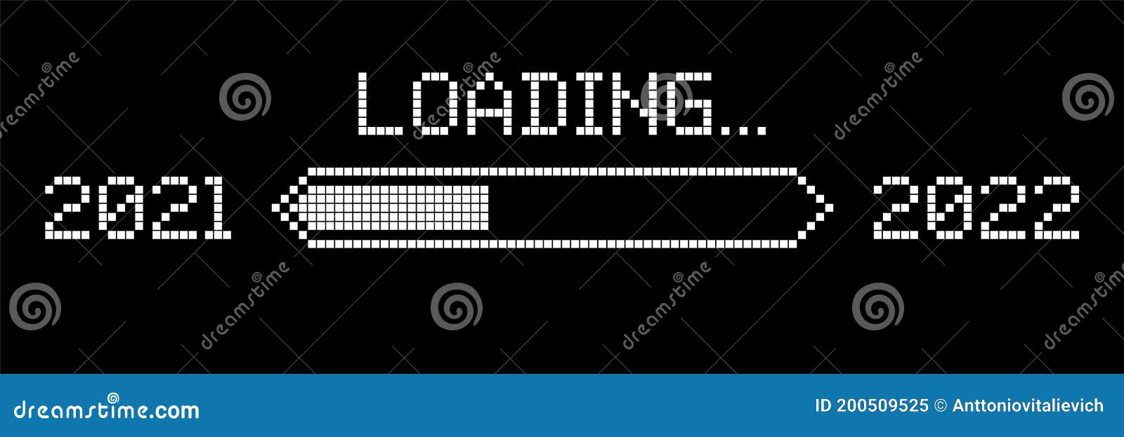 Pixelated Progress Bar Showing Loading of 2022 Year. Vector Stock ...