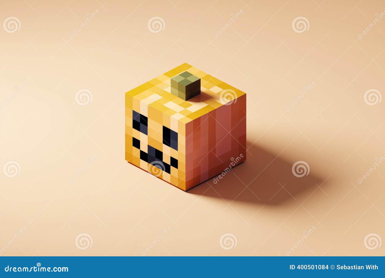 Pixelated Pumpkin Figure with a Simplistic Design and a Playful Expression.  Stock Photo - Image of figure, cute: 400501084
