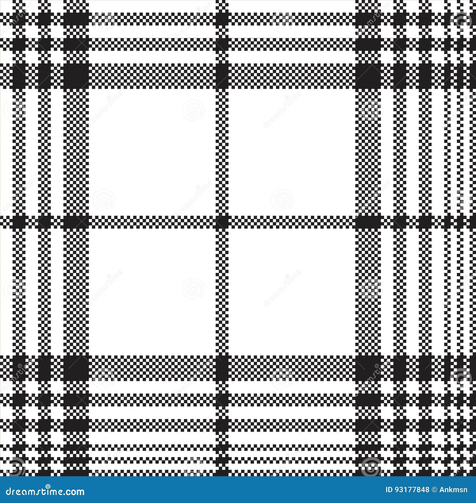 Pixels Black and White Check Plaid Seamless Pattern Stock Vector