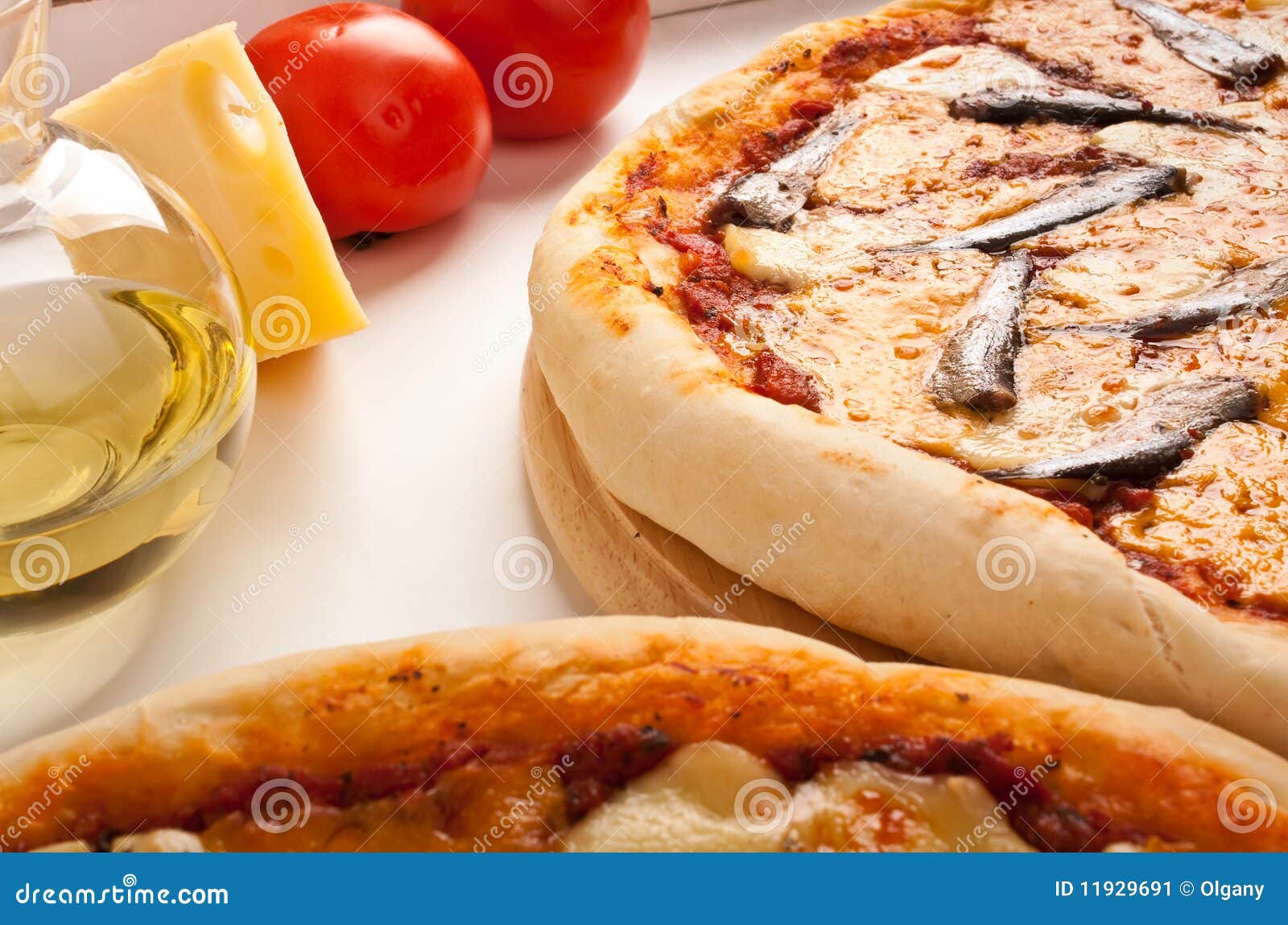 Pizza with anchovies stock image. Image of pizza, main 11929691