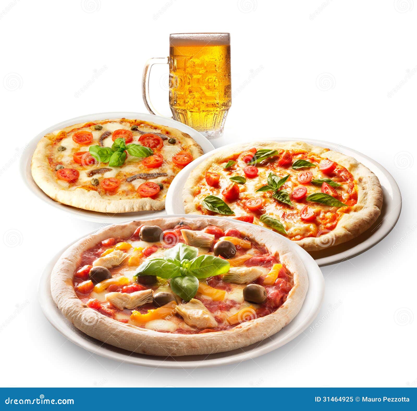 Pizza and beer stock image. Image of cuisine, basil, pizza 31464925