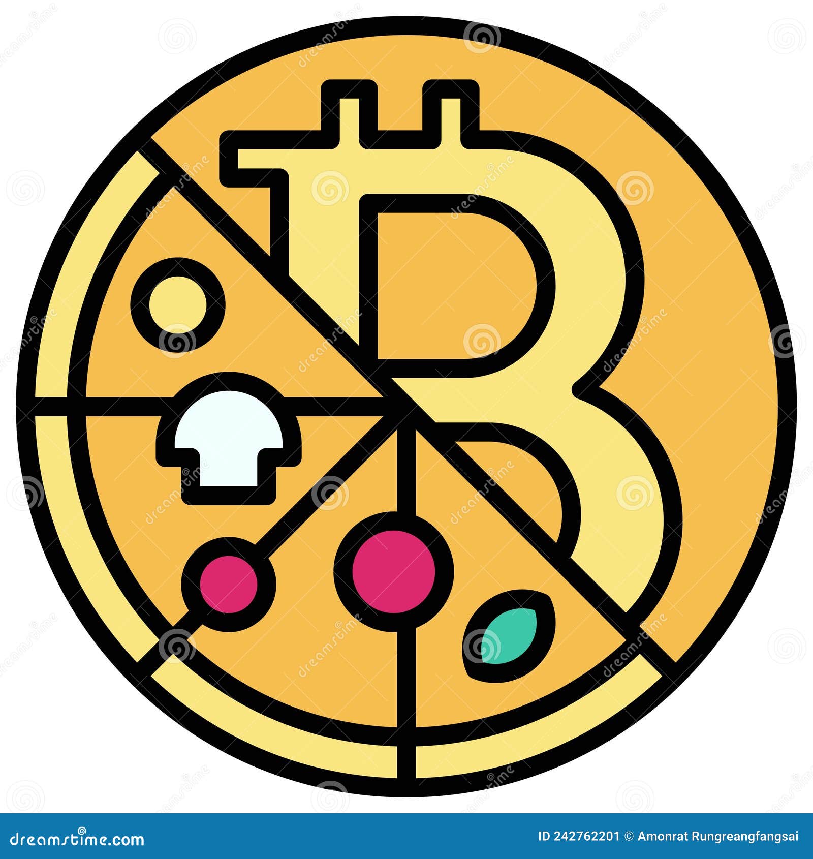 Pizza Bitcoin Icon, Bitcoin Related Vector Illustration Stock Vector -  Illustration of finance, cryptocurrency: 242762201