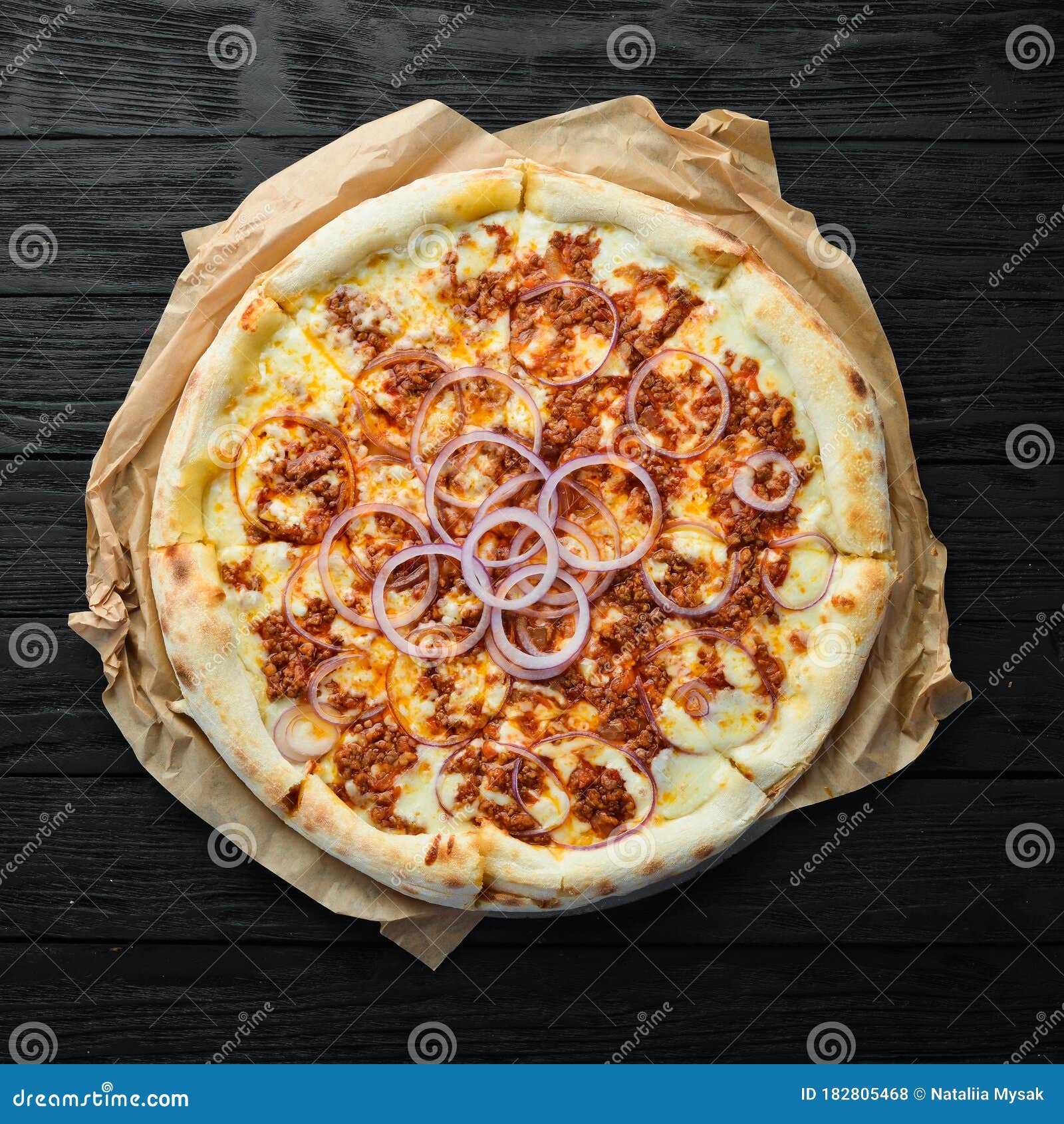 Pizza with Bolognese Sauce. Top View Stock Photo Image of pizza