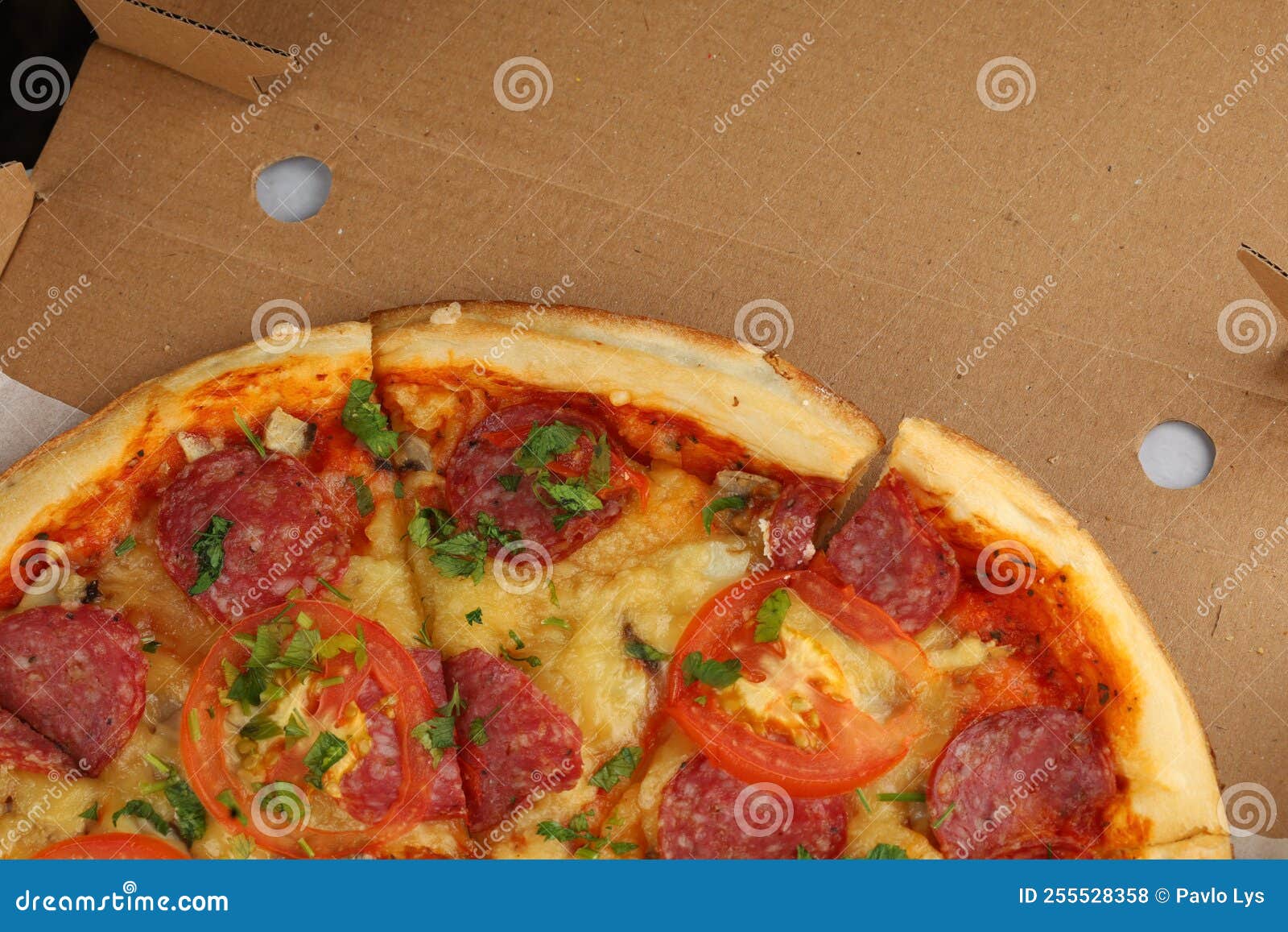 Pizza in Box Open. Pizza in the in Delivery Box Stock Photo Image of
