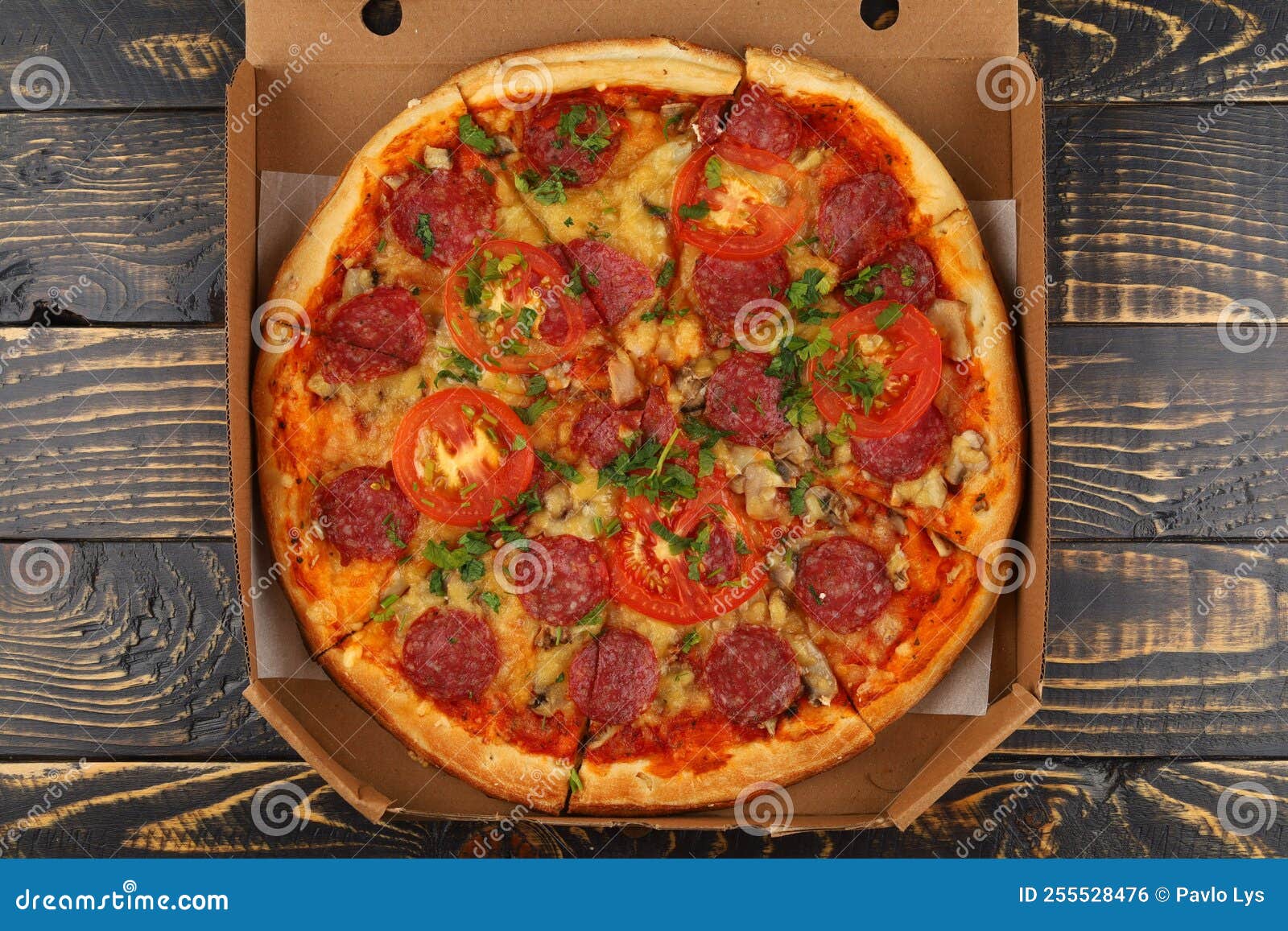 Pizza in Box Open. Pizza in the in Delivery Box Stock Photo Image of