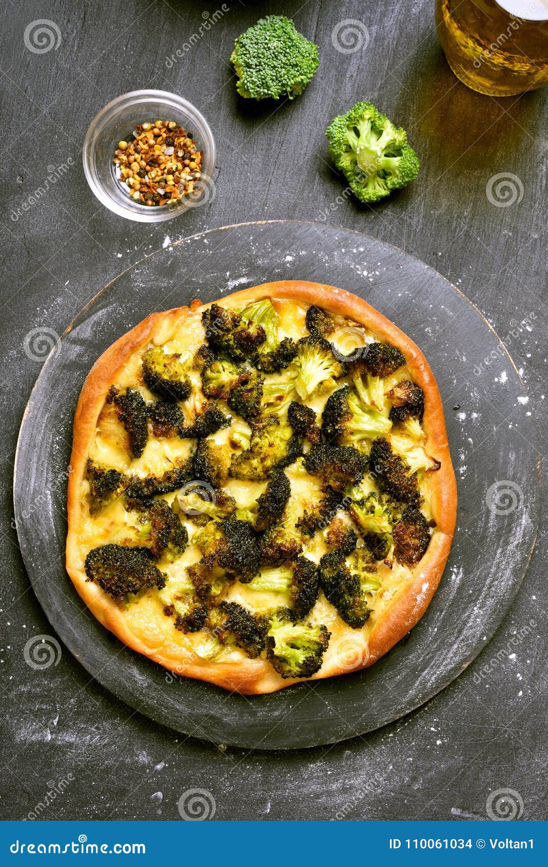 Pizza with Broccoli and Cheese Stock Photo Image of crust, close
