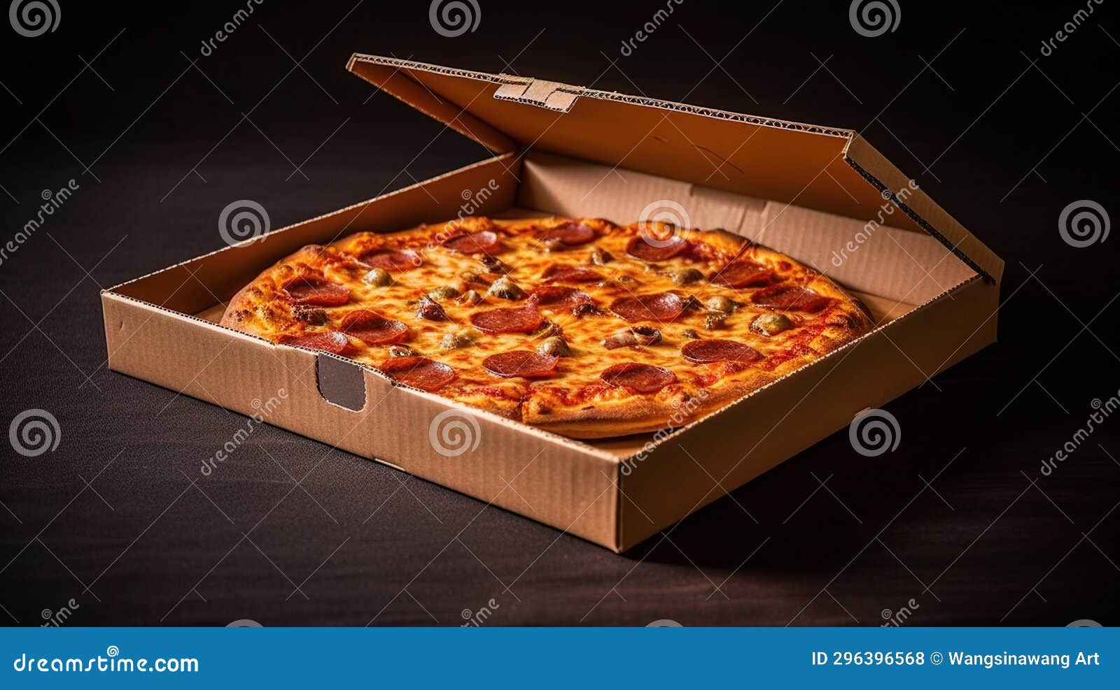 Pizza in a Cardboard Box Generative AI Stock Photo Image of package