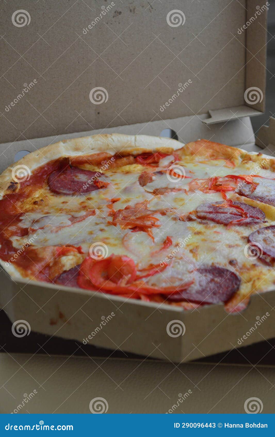 The Pizza is in a Cardboard Box Stock Image Image of pepper, pizza