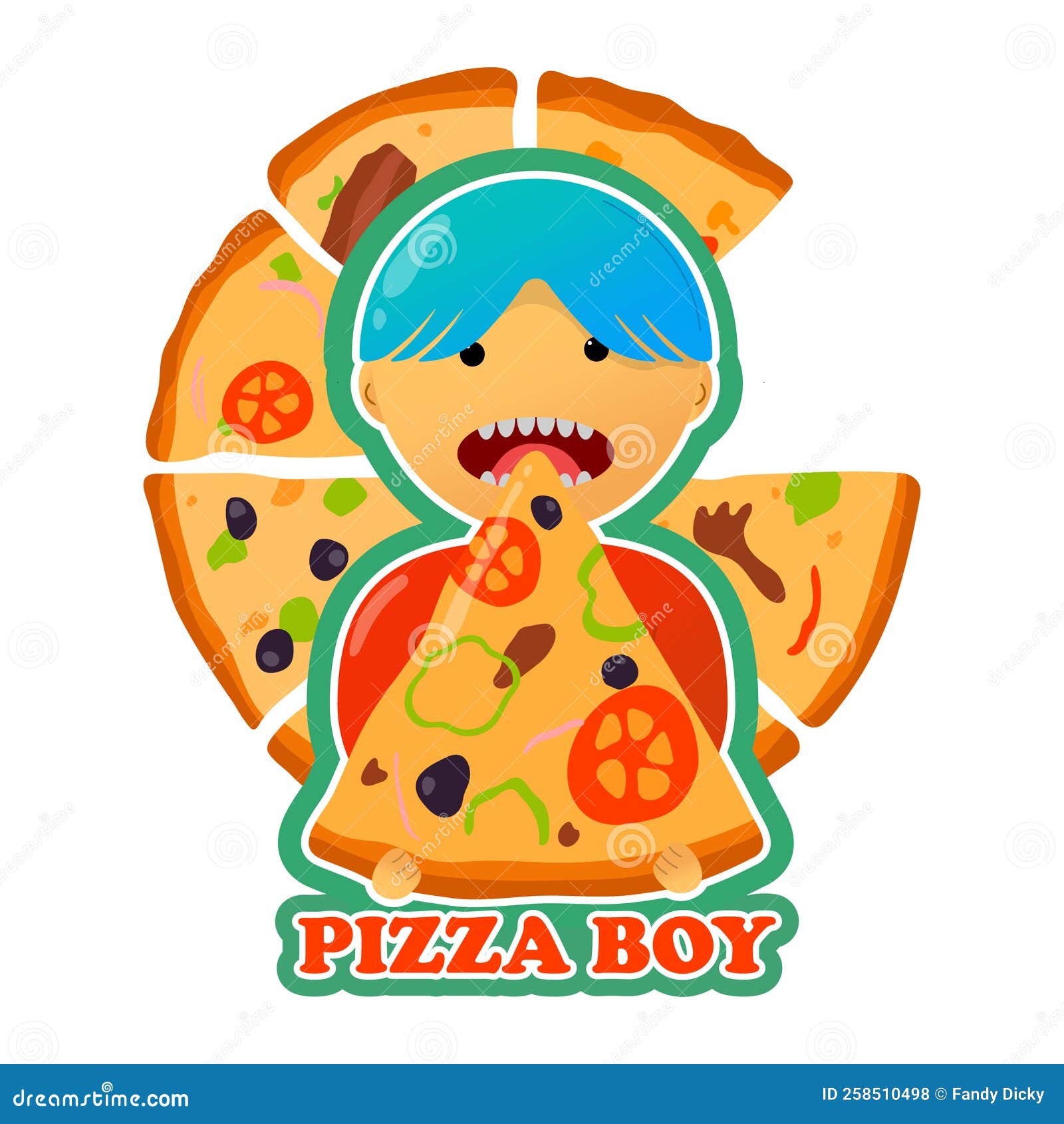 Pizza Character Icon Restaurant Vector Hand Drawn Stock Vector
