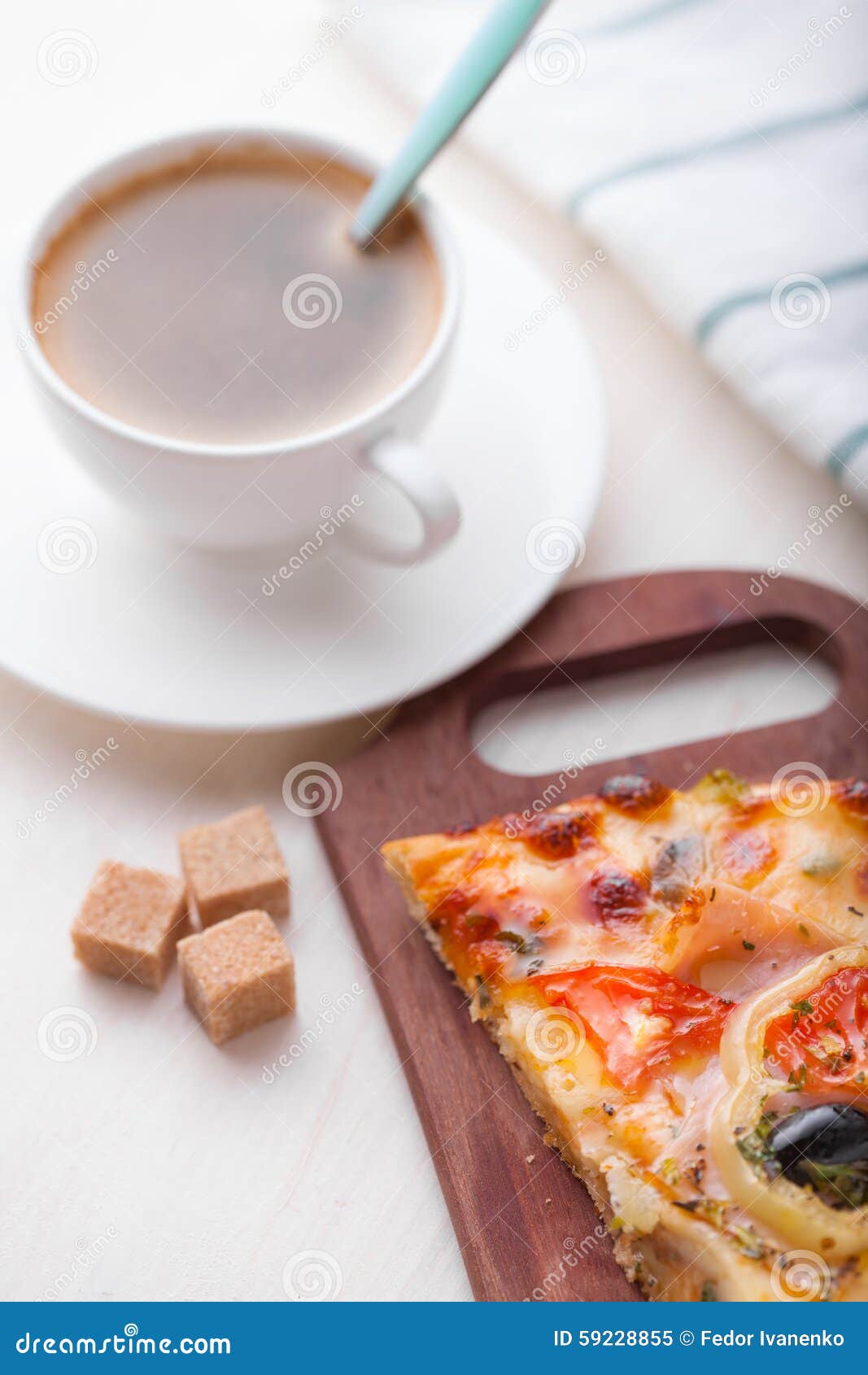 Pizza and coffee stock image. Image of fast, organic 59228855
