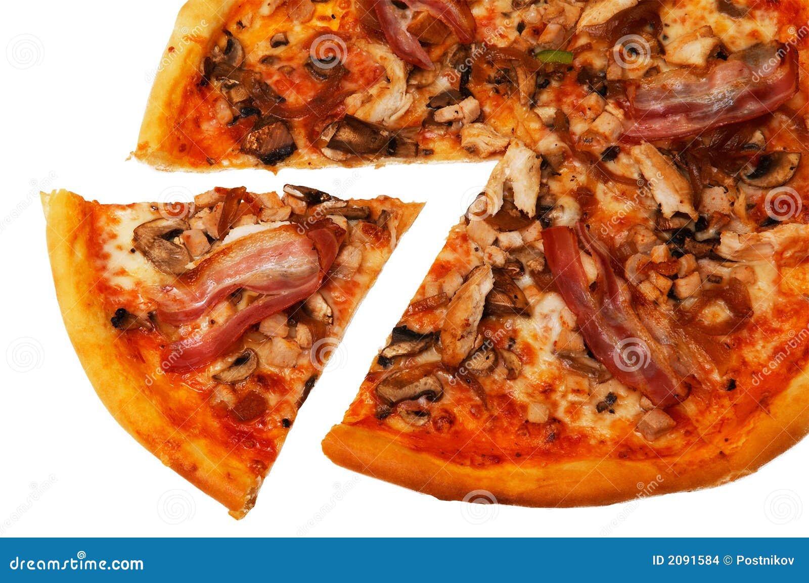 Pizza Con Pancetta Affumicata Isolata Fotografia Stock Immagine di