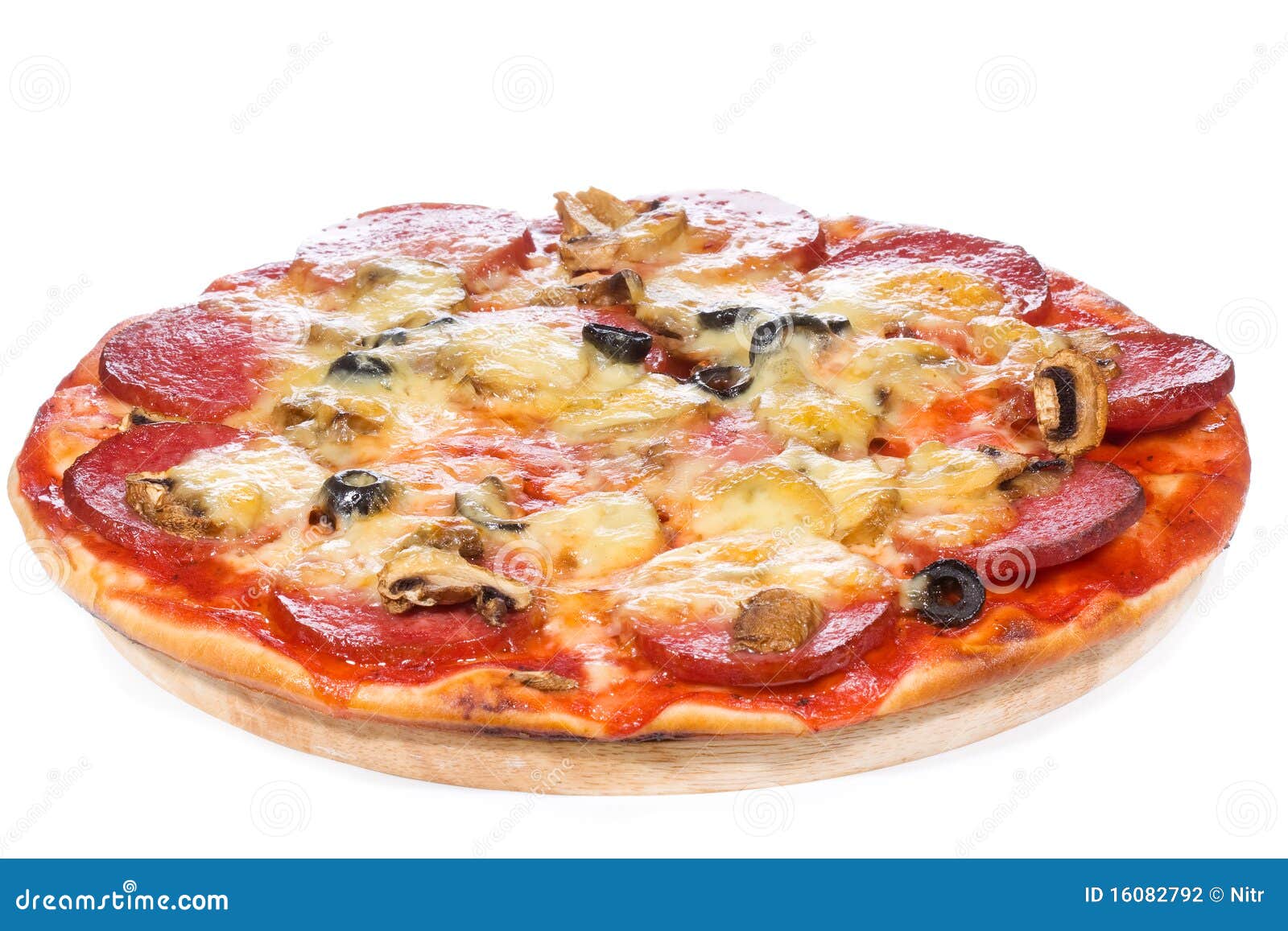 Pizza con salame fotografia stock. Immagine di fetta 16082792