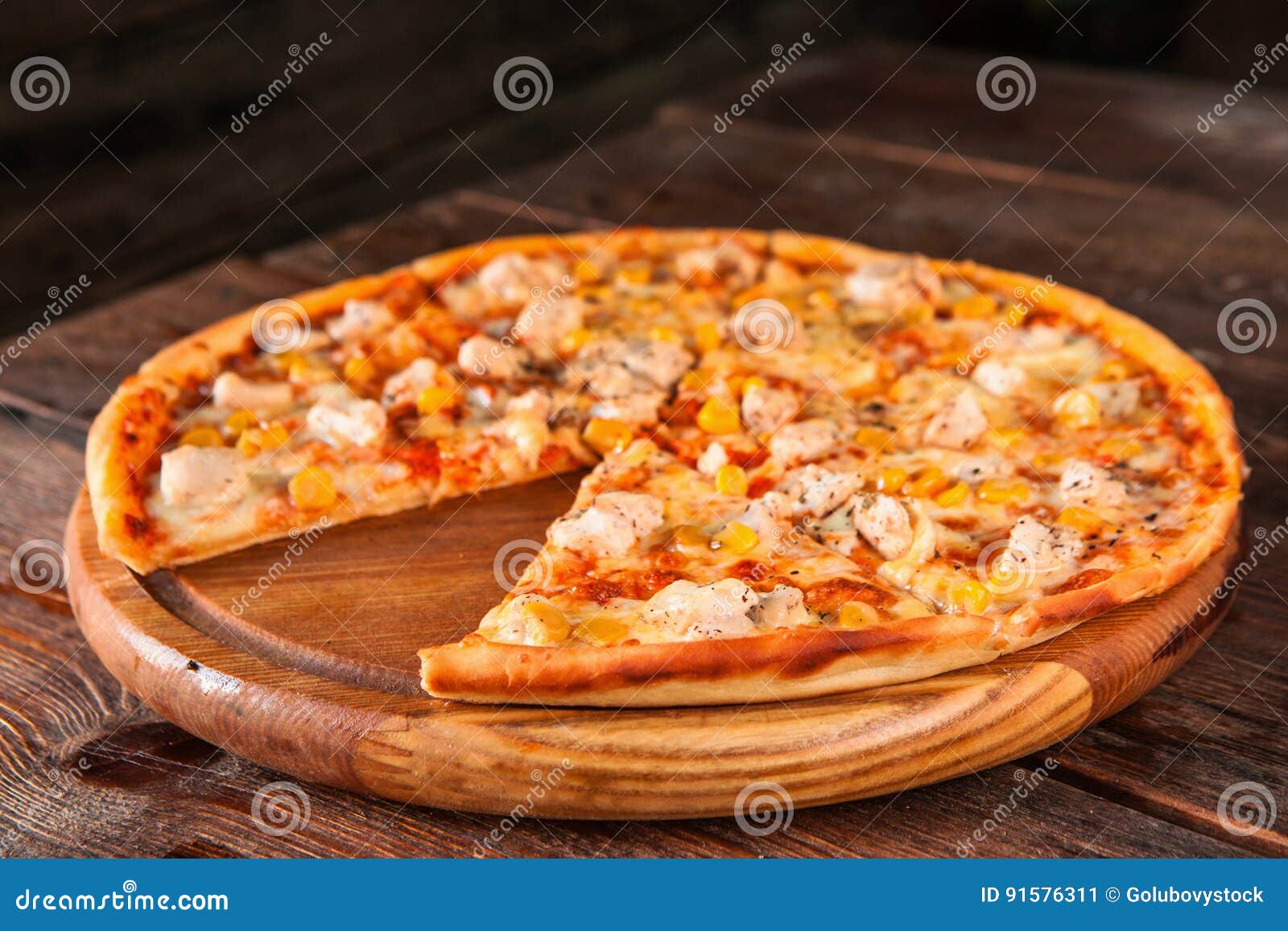 pizza cut on slices, top view. junk food, calories stock image