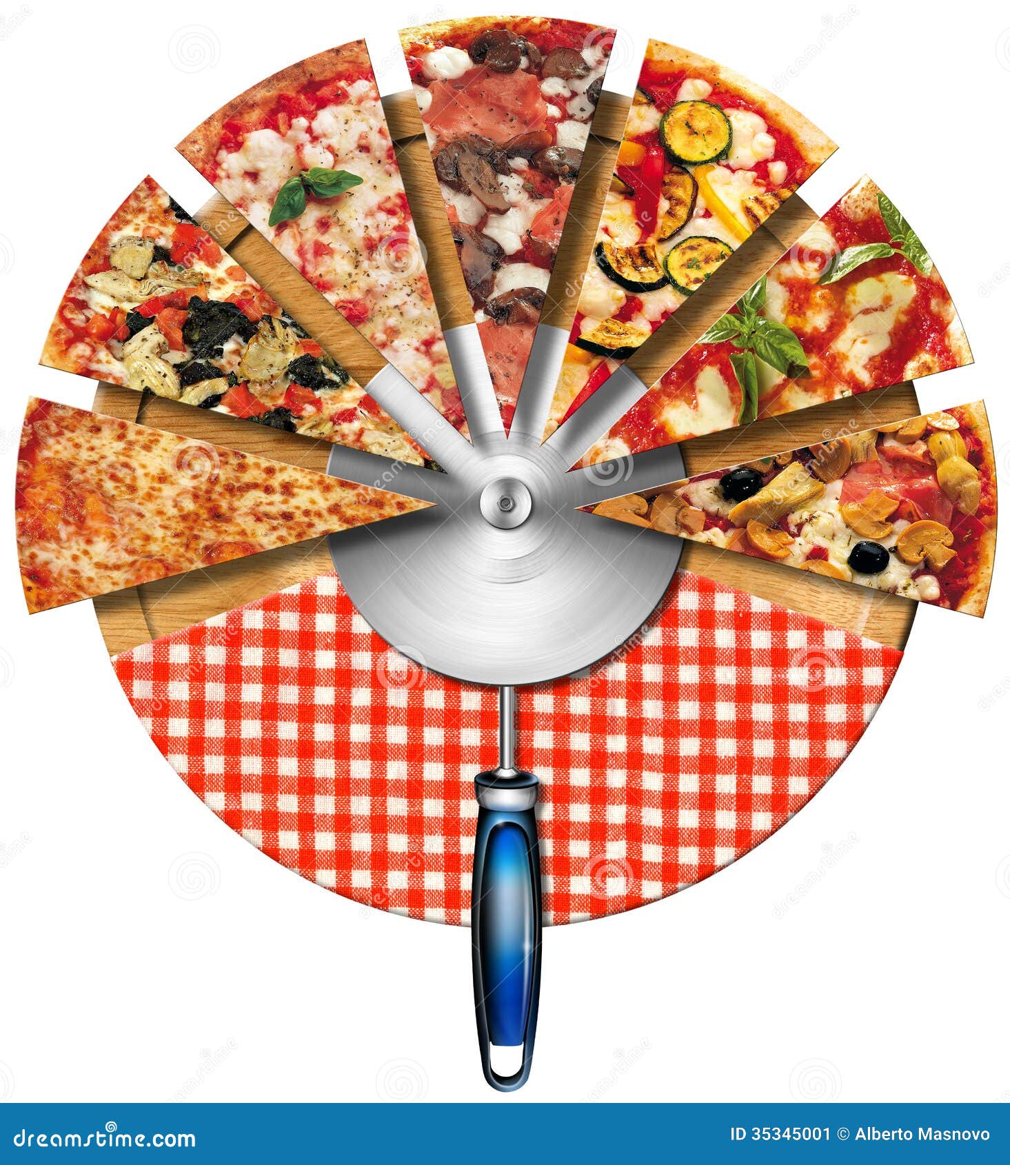 Pizza on the Cutting Board stock illustration. Illustration of cutter