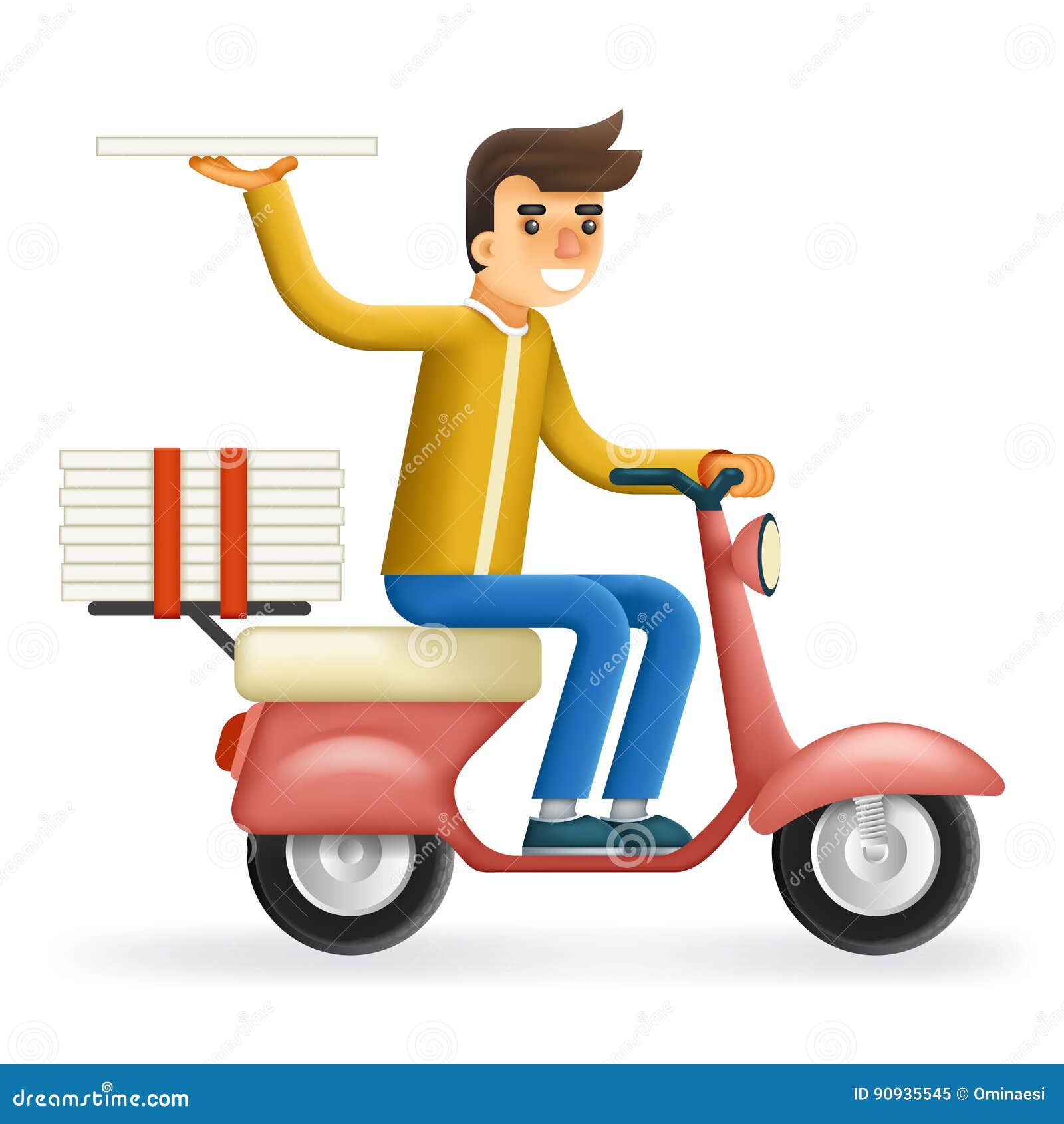 pizza 3d realistic delivery courier motorcycle scooter box symbol