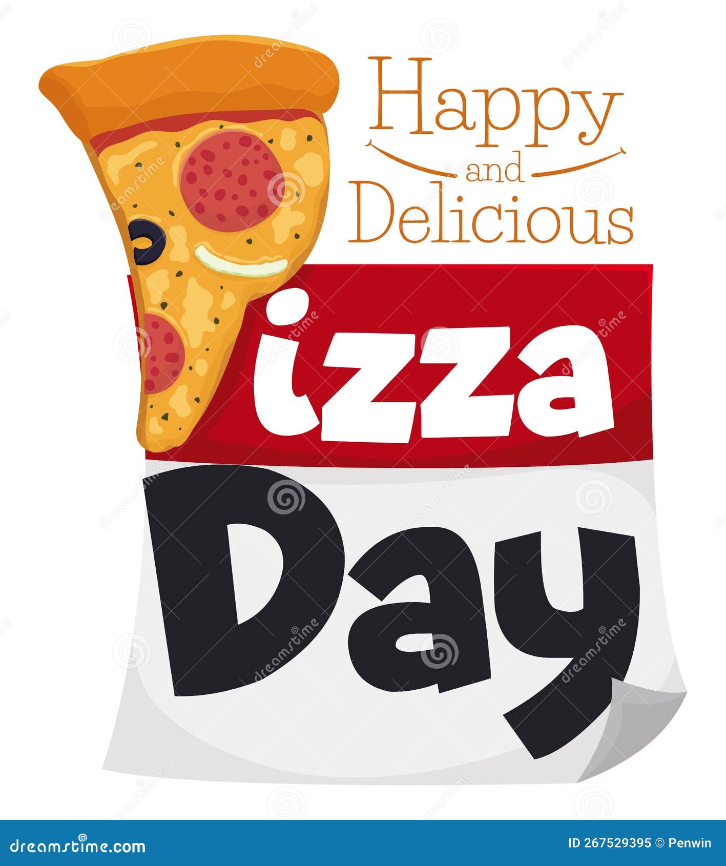 Slice of Pepperoni Pizza and Calendar Celebrating Its Delicious Day