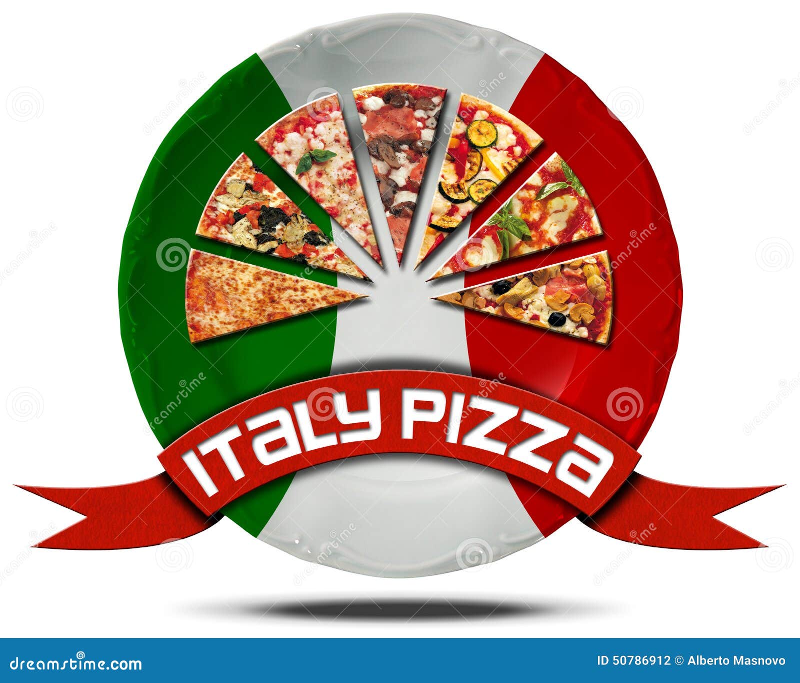 Pizza De Italia Placa Con La Bandera Stock de ilustración