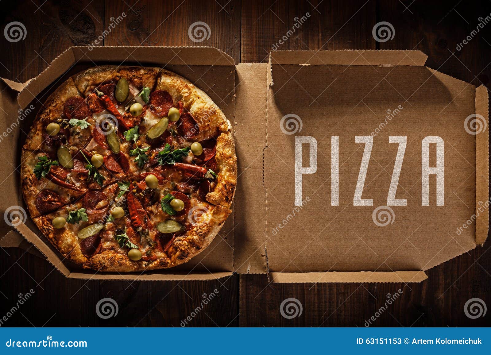 Pizza in the in Delivery Box Stock Image Image of fast, herbs 63151153