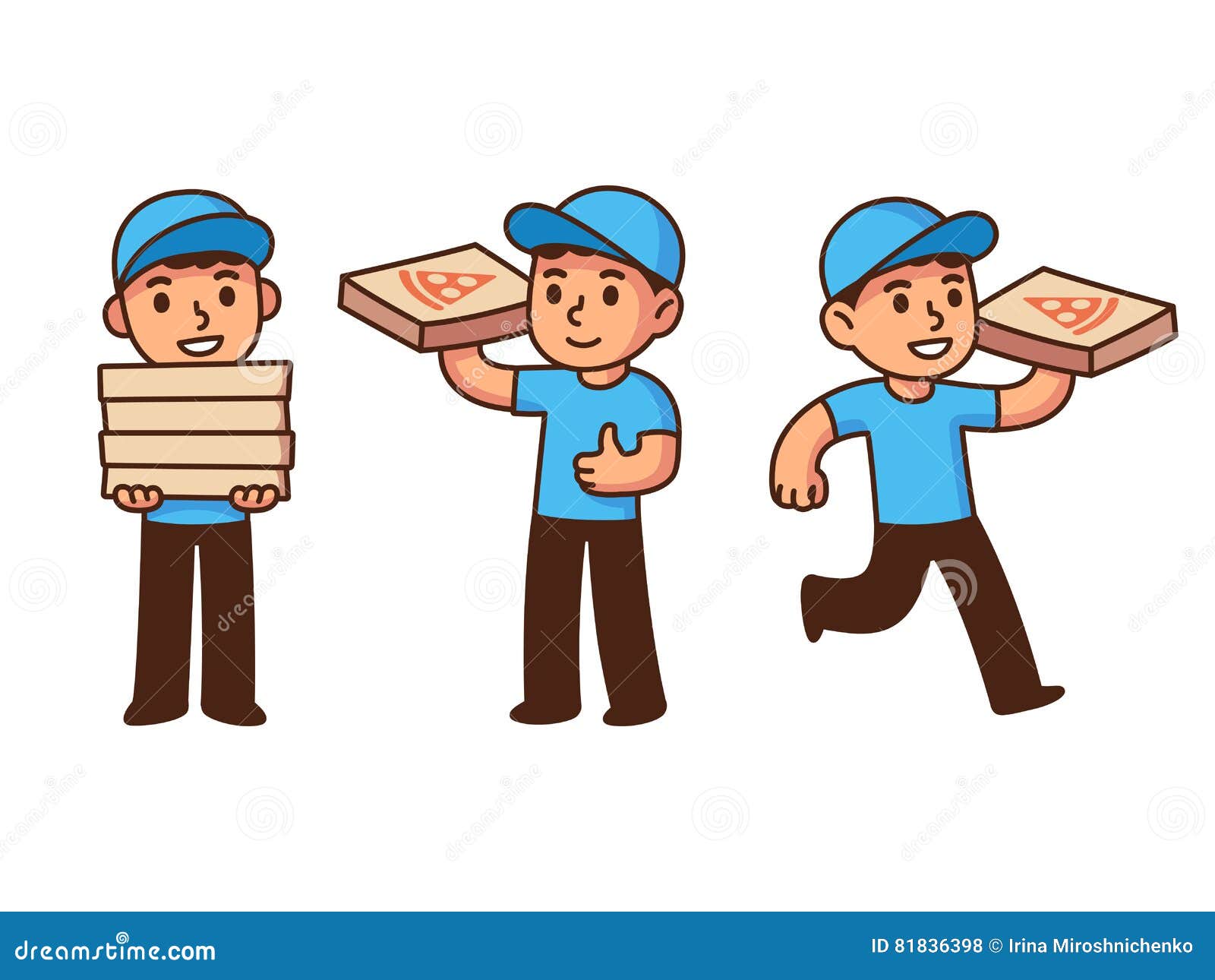 Pizza delivery boy stock vector. Illustration of blue 81836398