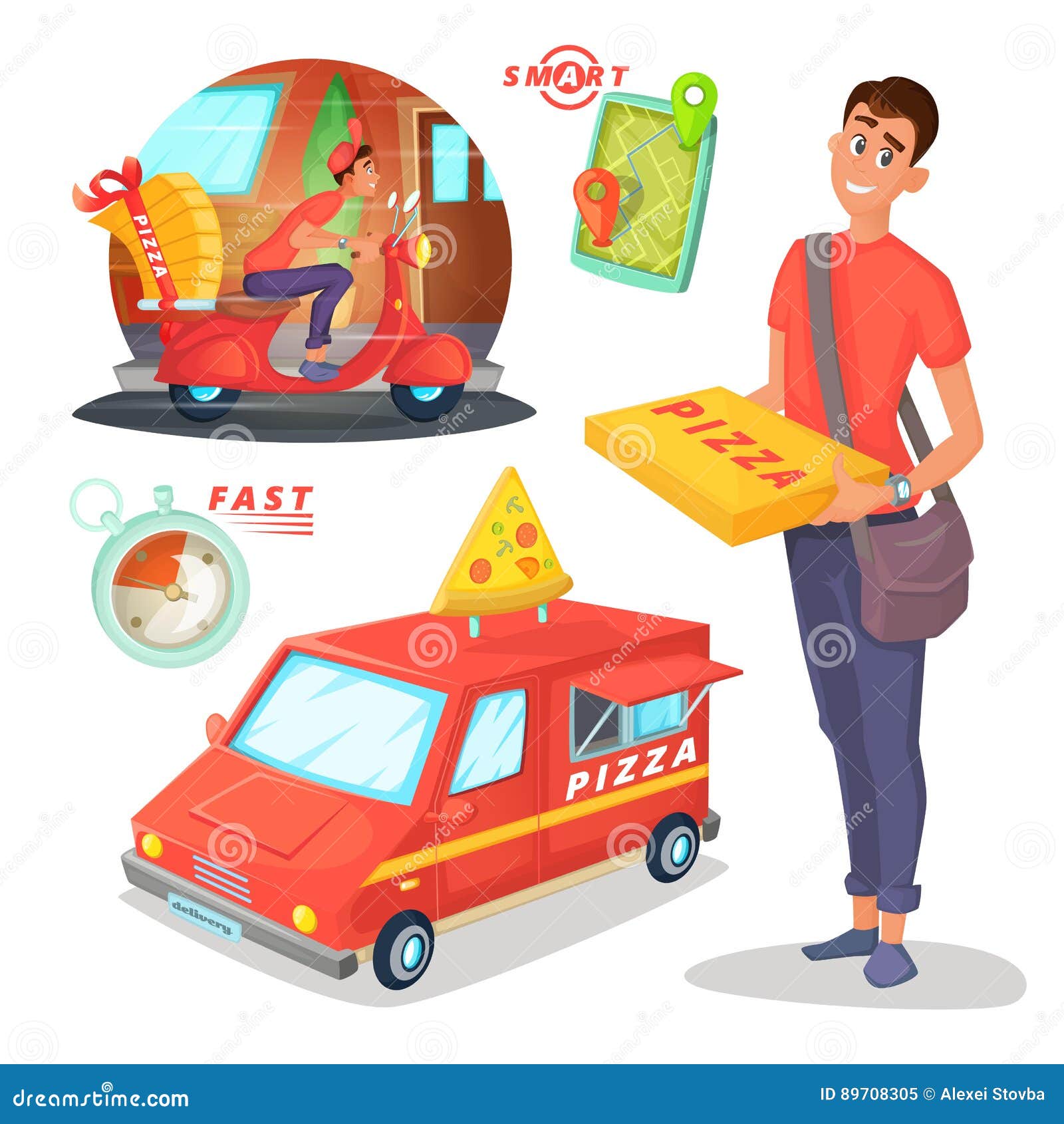 Pizza Delivery Vector Art & Graphics