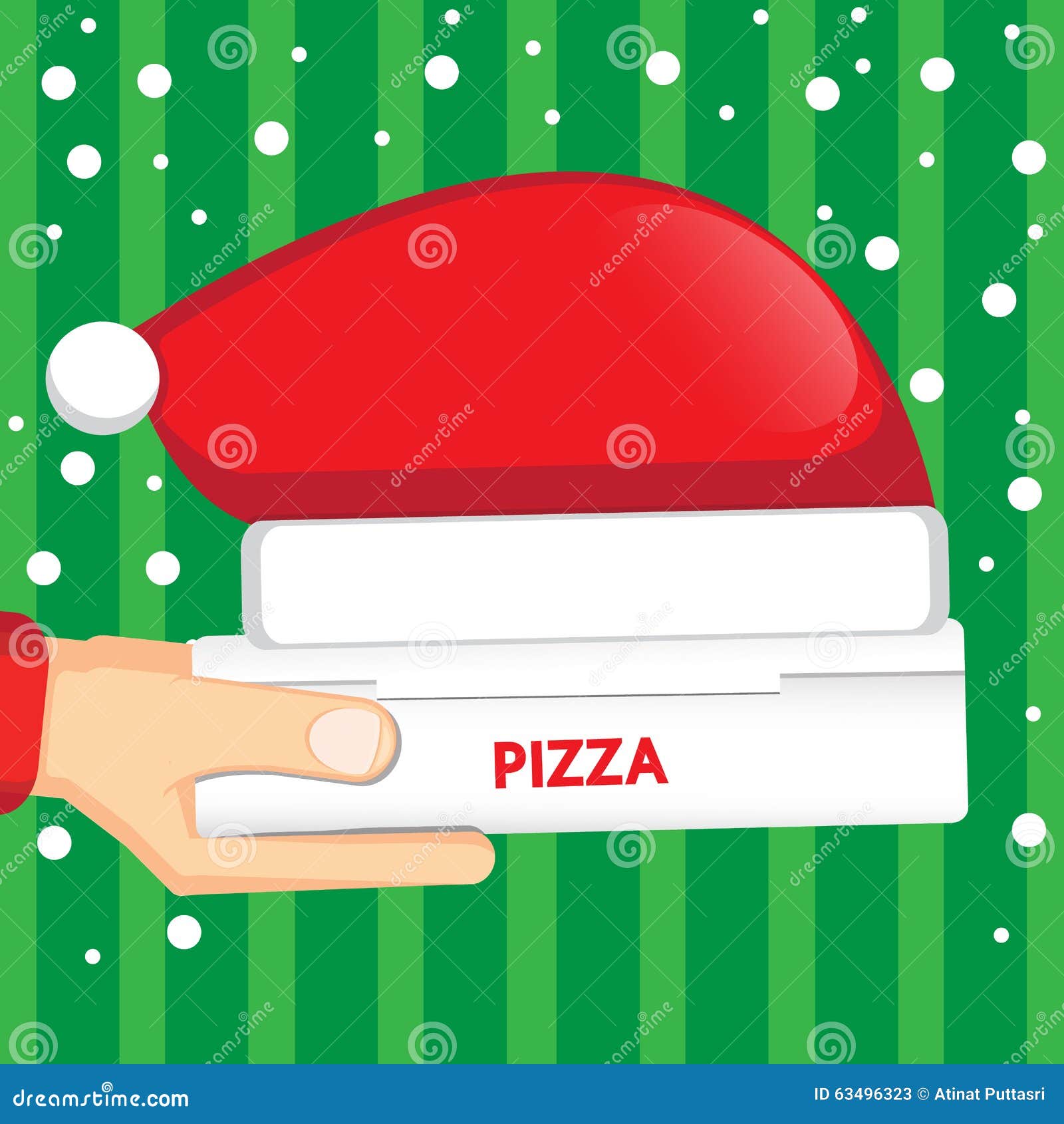 Pizza Delivery for Christmas. Stock Vector Illustration of design