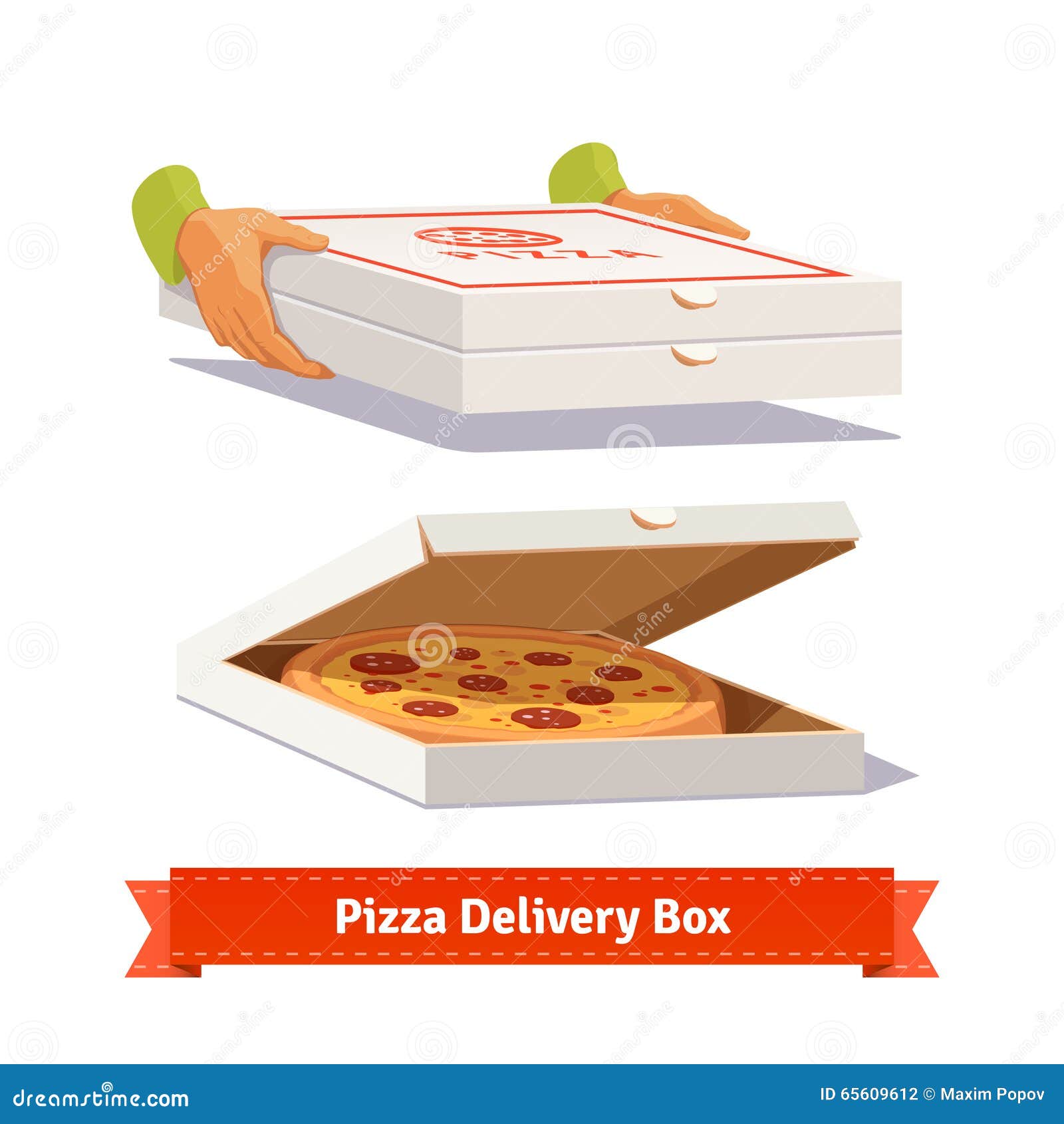 Pizza Delivery. Handing a Pizza Boxes Stock Vector Illustration of
