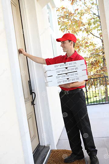 Pizza Delivery Man stock image. Image of residential, service - 7464385