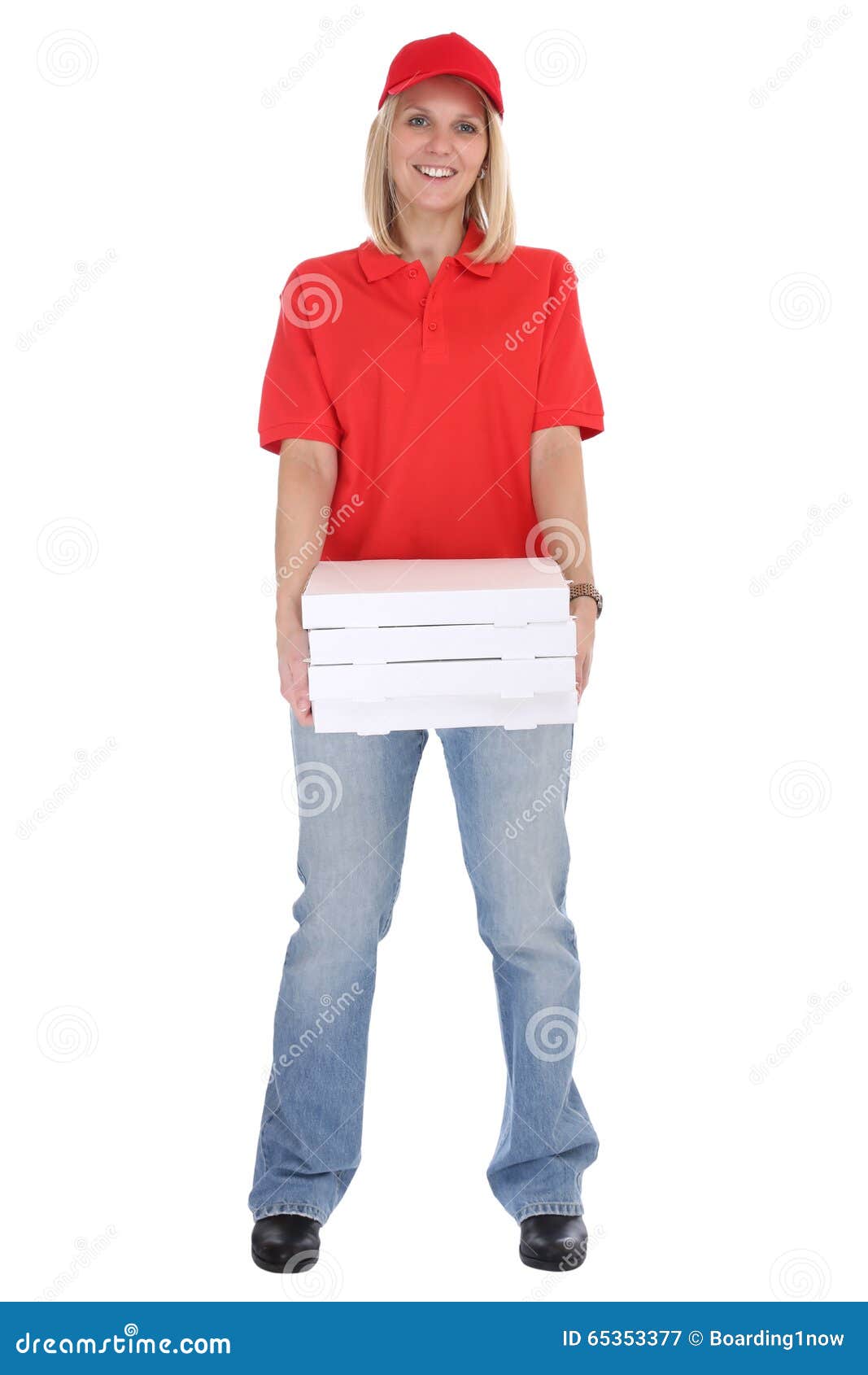 pizza delivery woman order delivering job young full body 