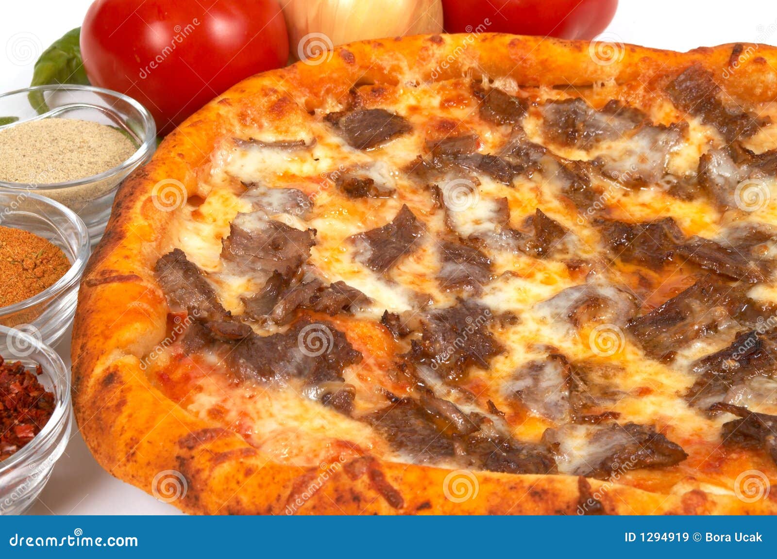 Pizza with doner stock image. Image of lunch, cook, mushroom 1294919