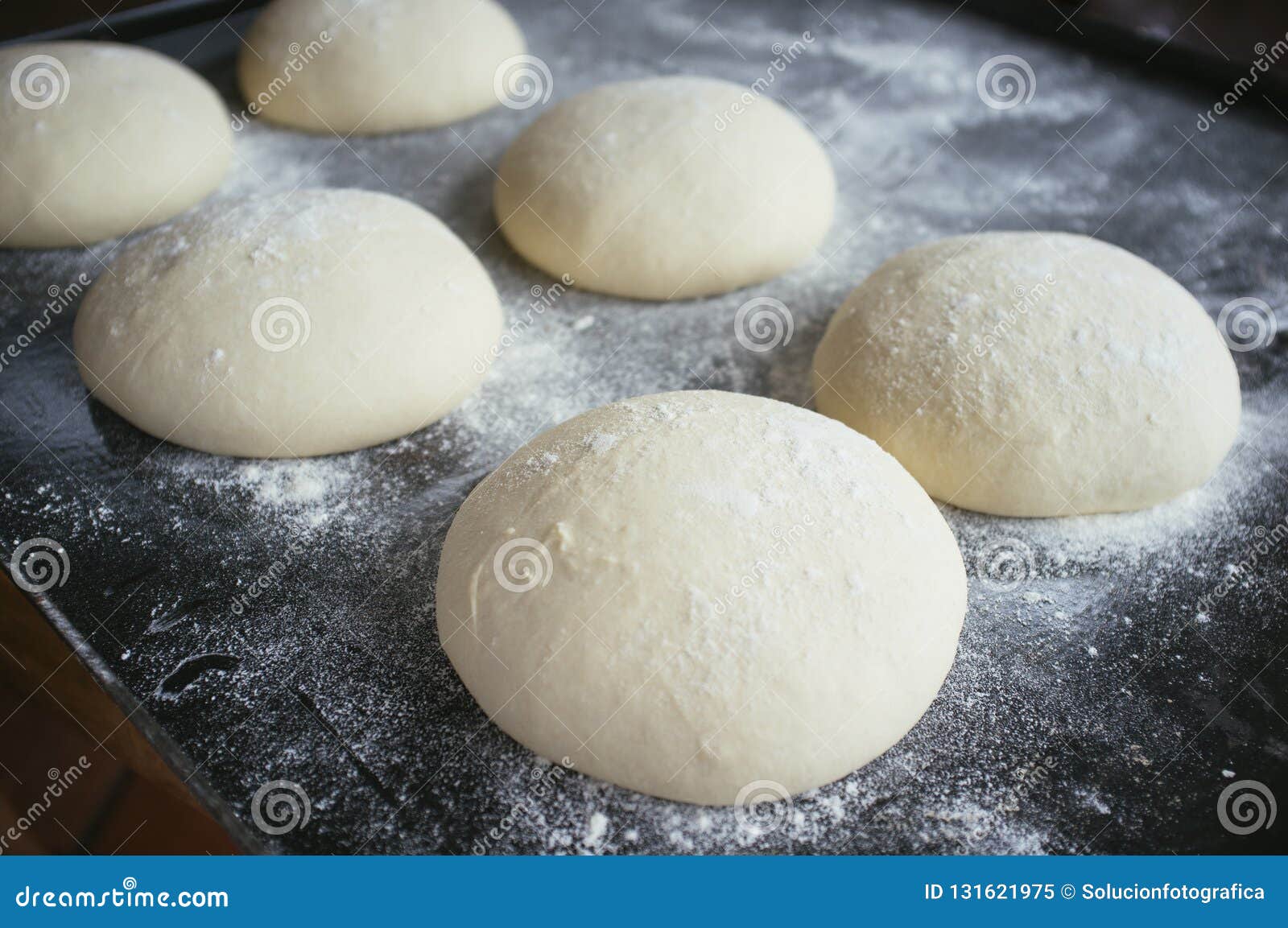 Pizza Dough Rolls on Baking Tray Stock Image Image of cooking