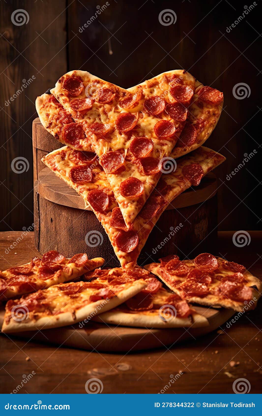 Redondo pescado péndulo Pizza Entera Colocada En Una Tabla De Madera Stock de ilustración -  Ilustración de limpio, carne: 278344322