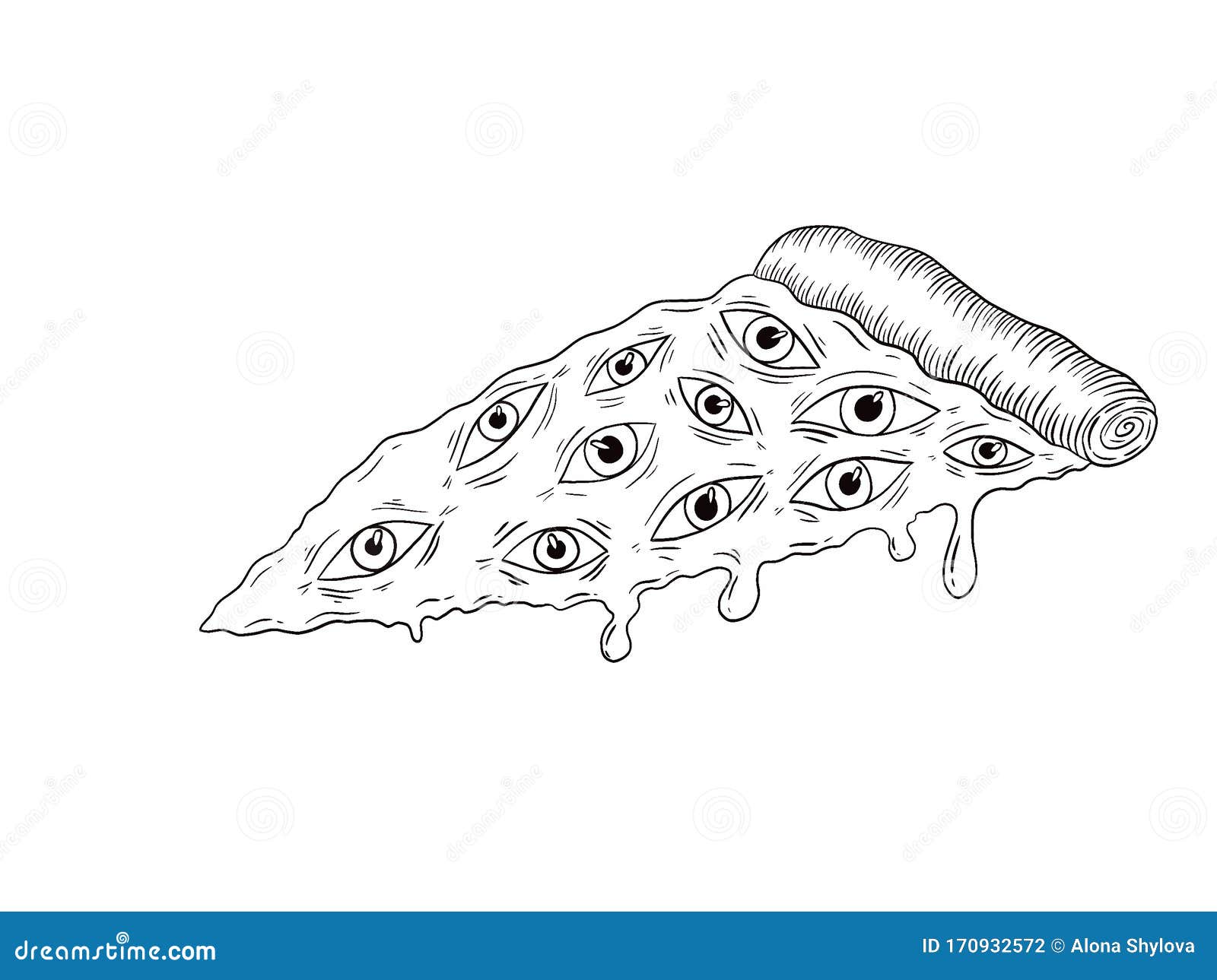 Pizza with eyes stock illustration. Illustration of slice 170932572