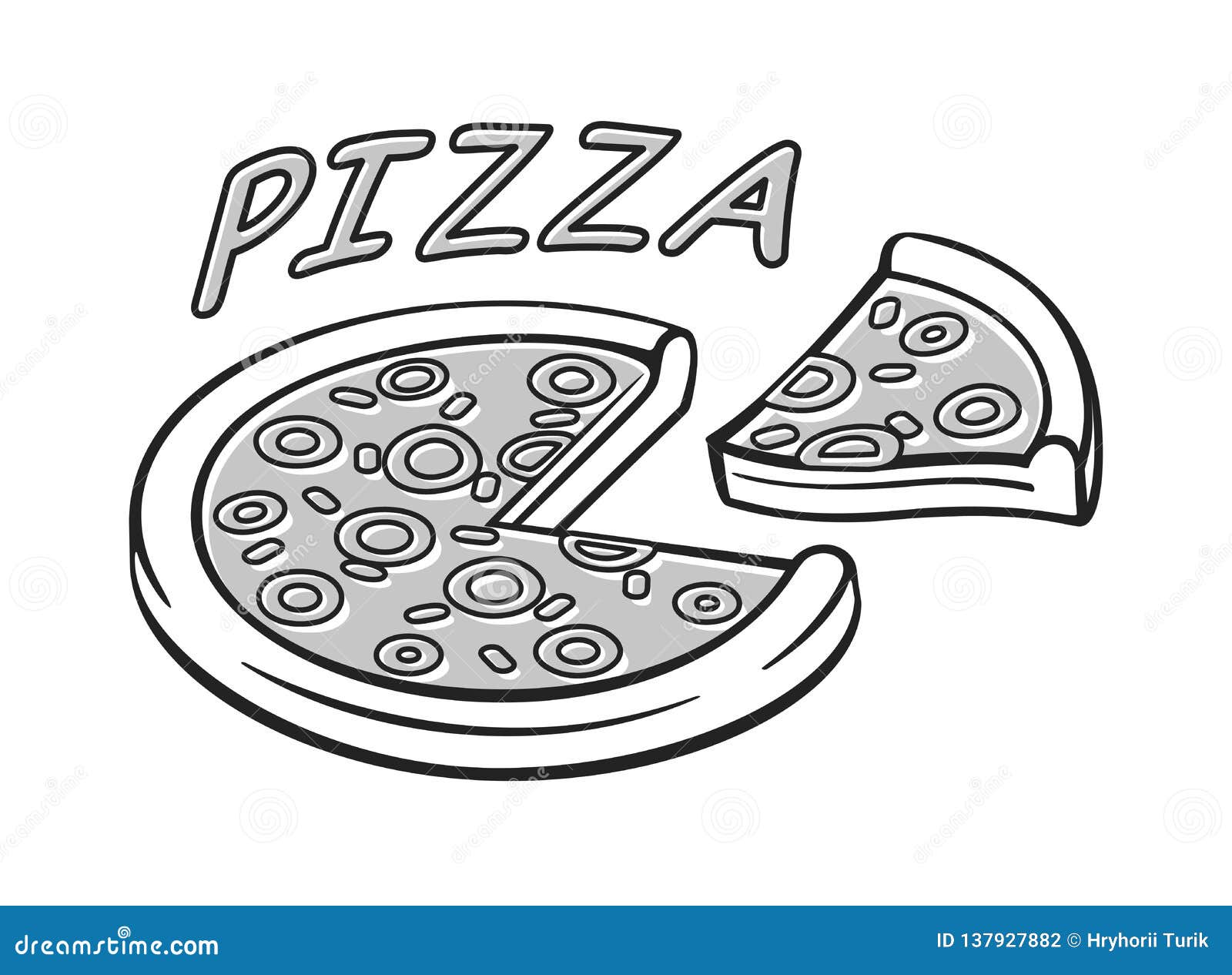 Pizza Flat Black and White Icon. Pizza Box Banner Stock Vector