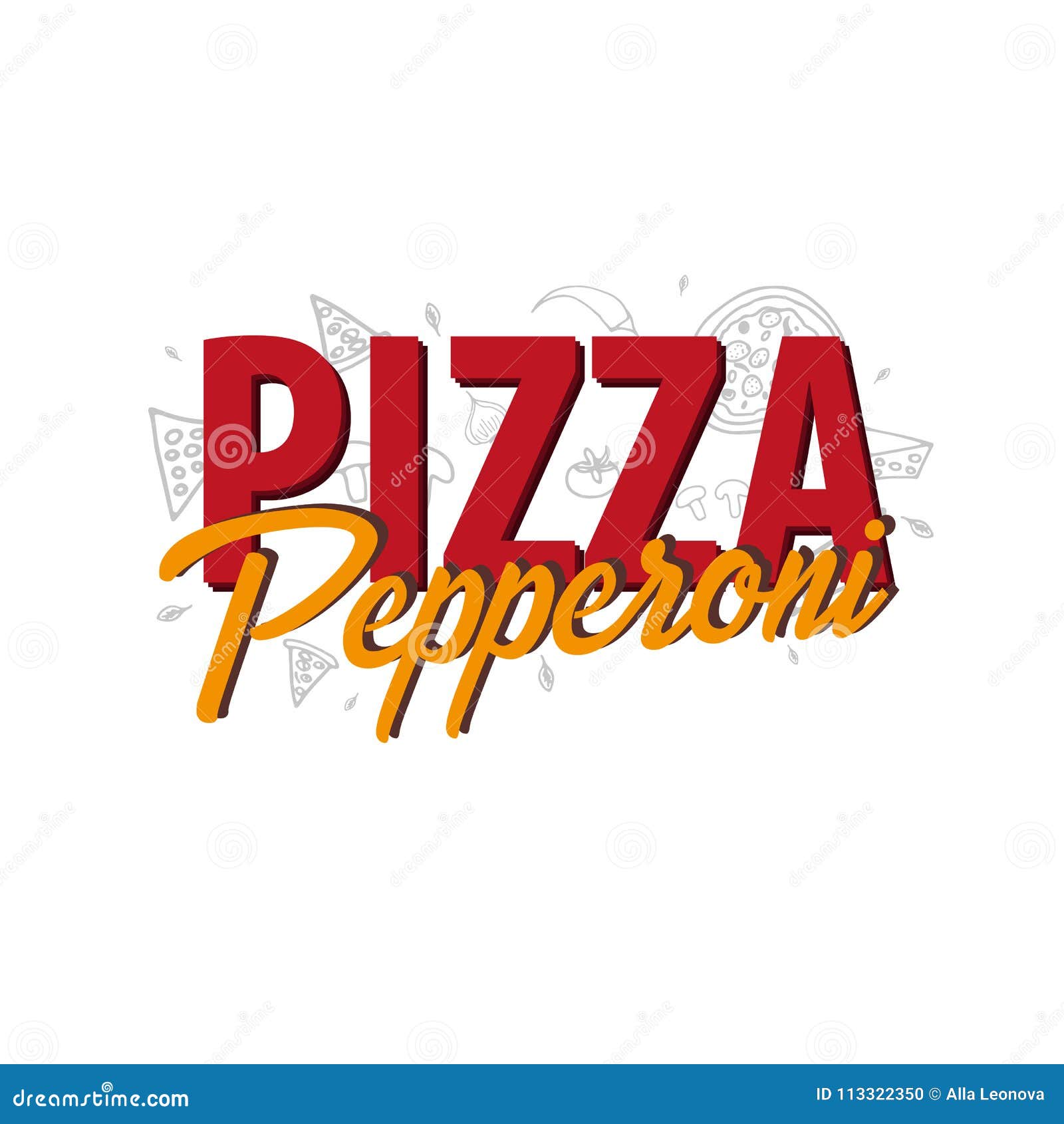 pizza food menu for restaurant and cafe.  banner with hand-drawn graphic s in doodle style.  .