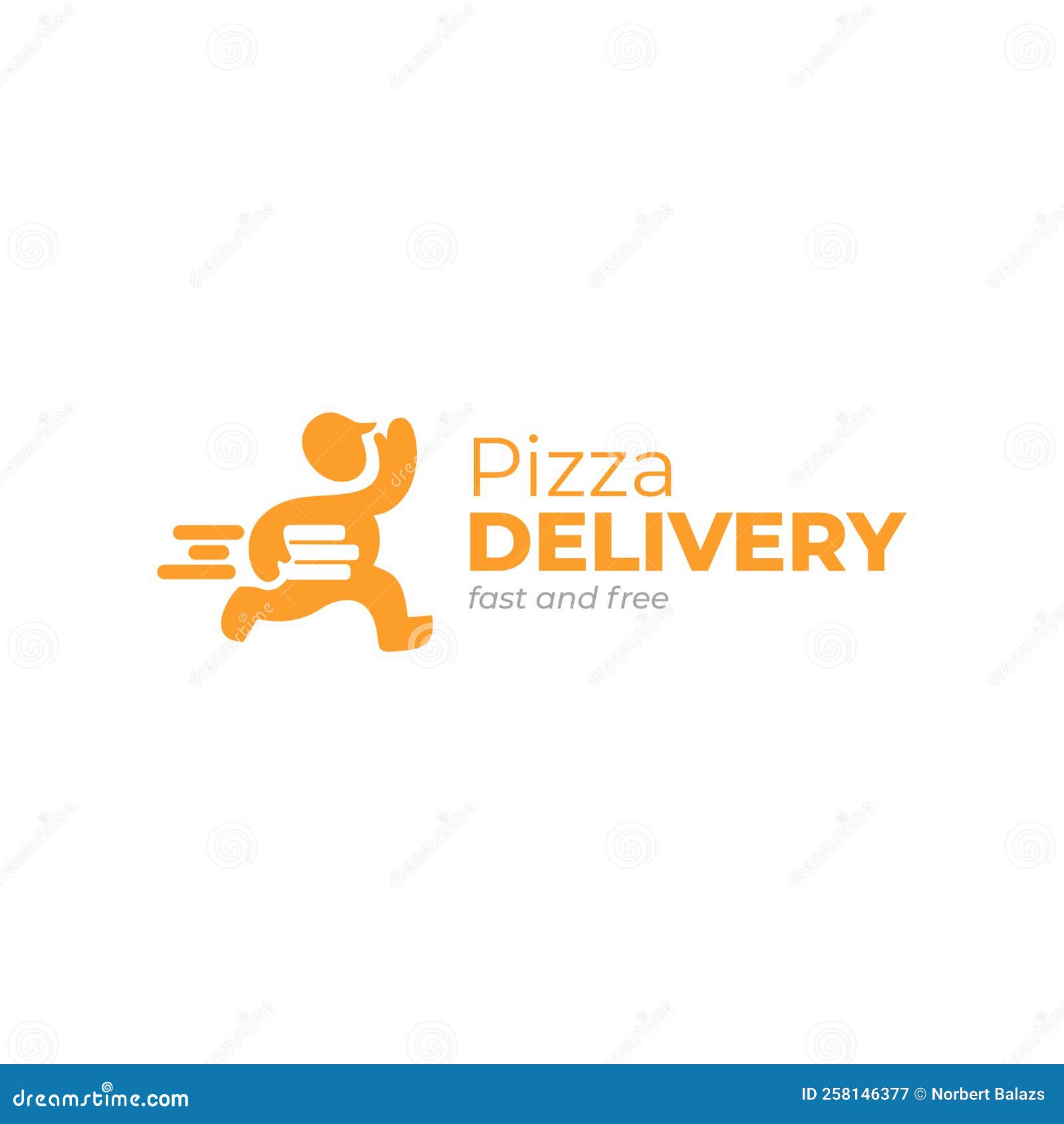 Delivery Logo Template. Delivery Man Holding Pizza Boxes Icon Stock