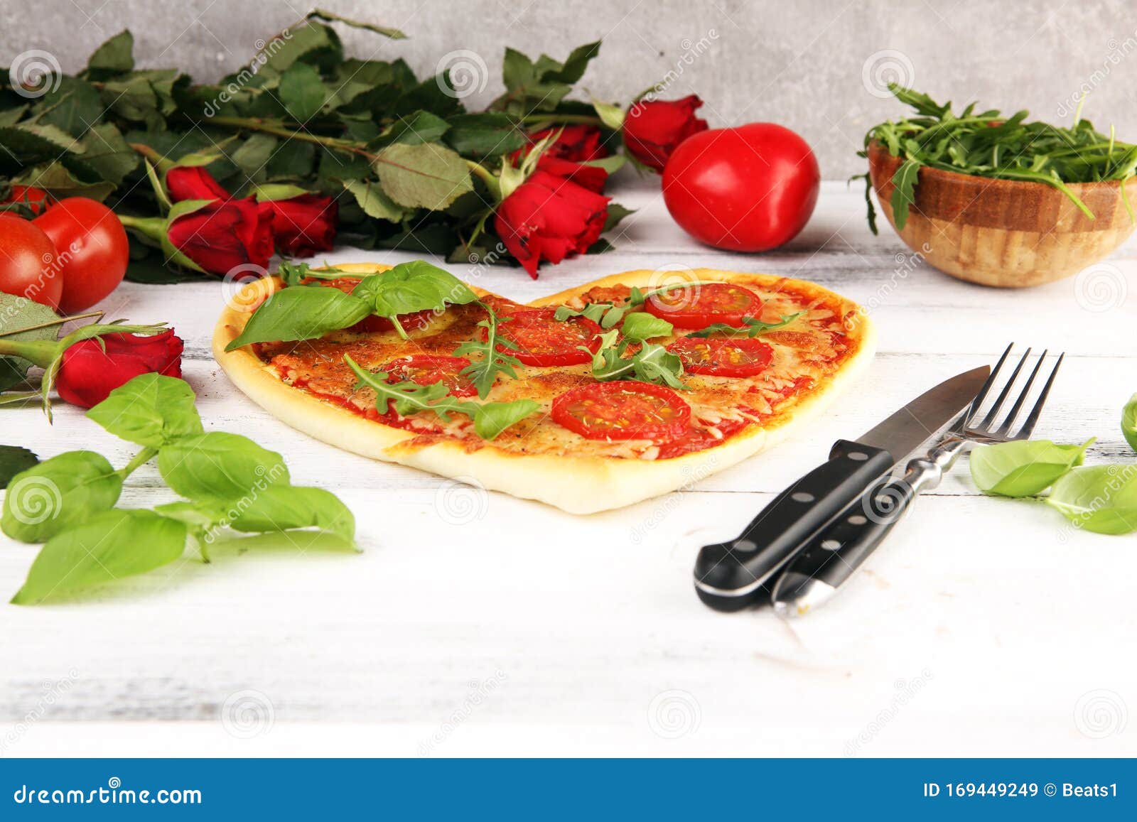 Pizza Heart Shaped Margherita With Tomatoes And Mozzarella Vegetarian Food Concept Of Romantic Love Pizza For Valentines Day Stock Image Image Of Valentine Baked 169449249