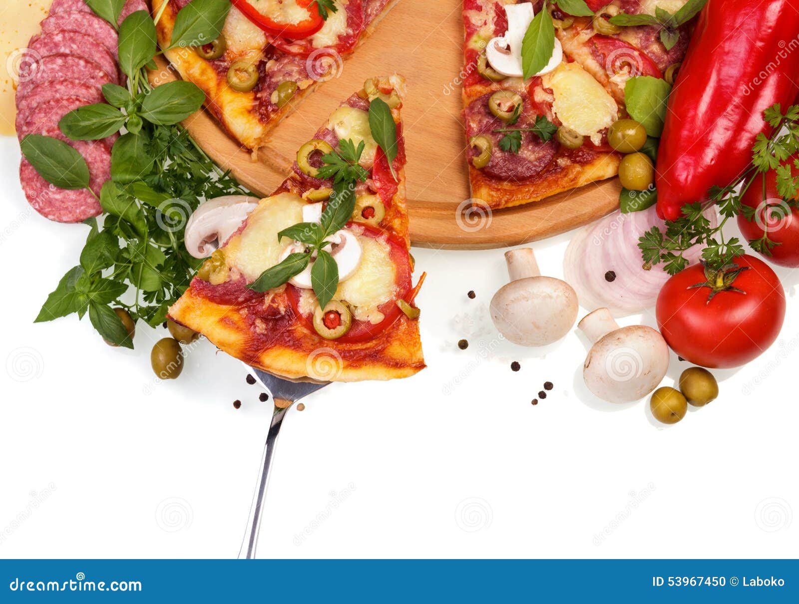 Pizza with herbs stock photo. Image of cheese, tasty 53967450